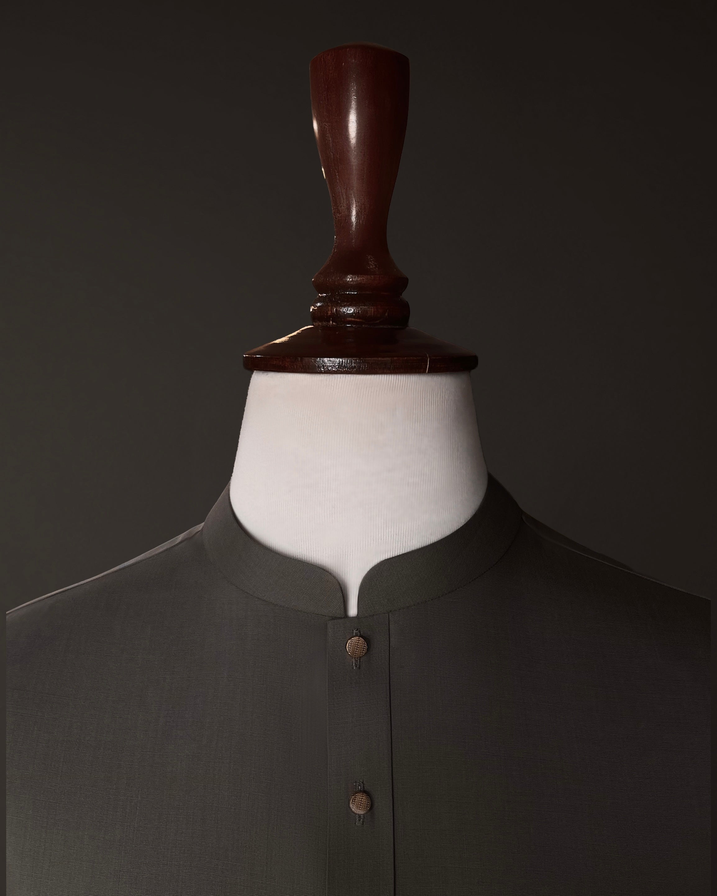 Dark Olive Green Shalwar Kameez In Imported Suiting Fabric