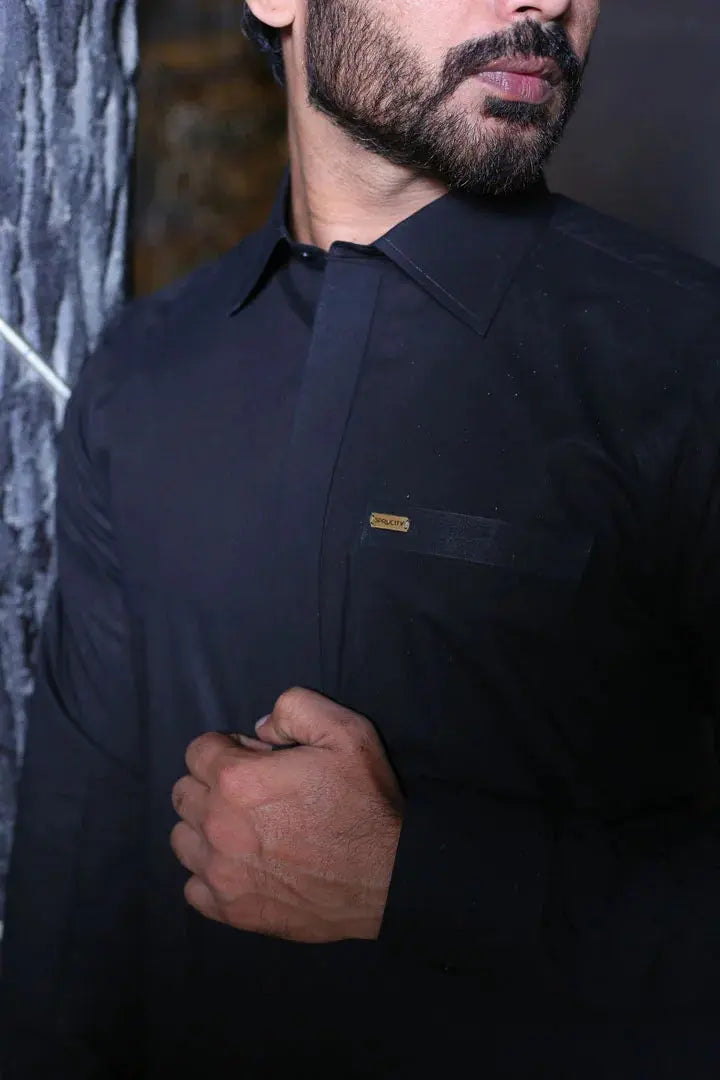 Cotton BlacK Kameez Shalwar - Sprucity