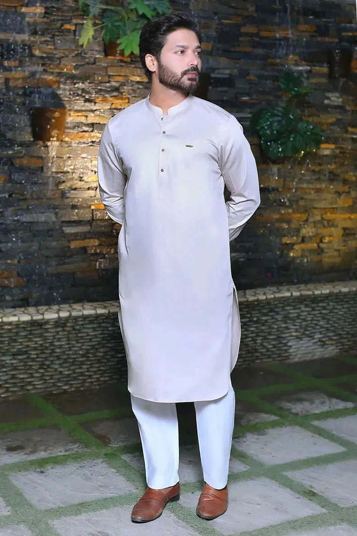 Cotton Kameez Paired with White Trouser - Sprucity