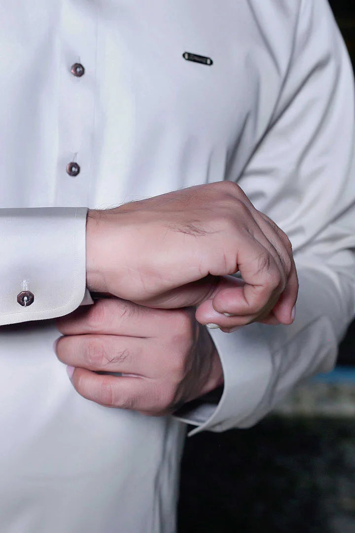 Cotton Kameez Paired with White Trouser - Sprucity