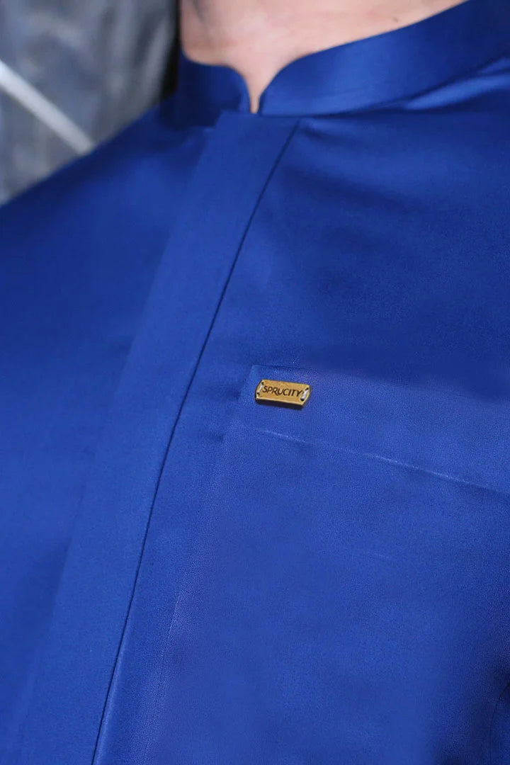 Royal Blue Cotton Kameez Trouser AI-304 - Sprucity
