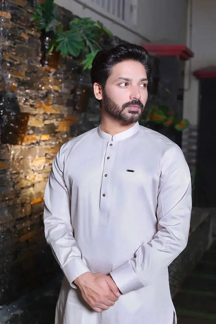 Cotton Kameez Paired with White Trouser - Sprucity