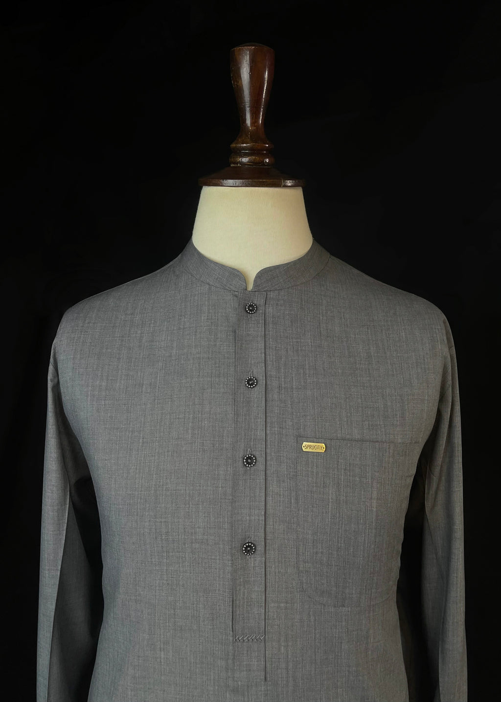 Textured Grey Shalwar Kameez (Wash & Wear)