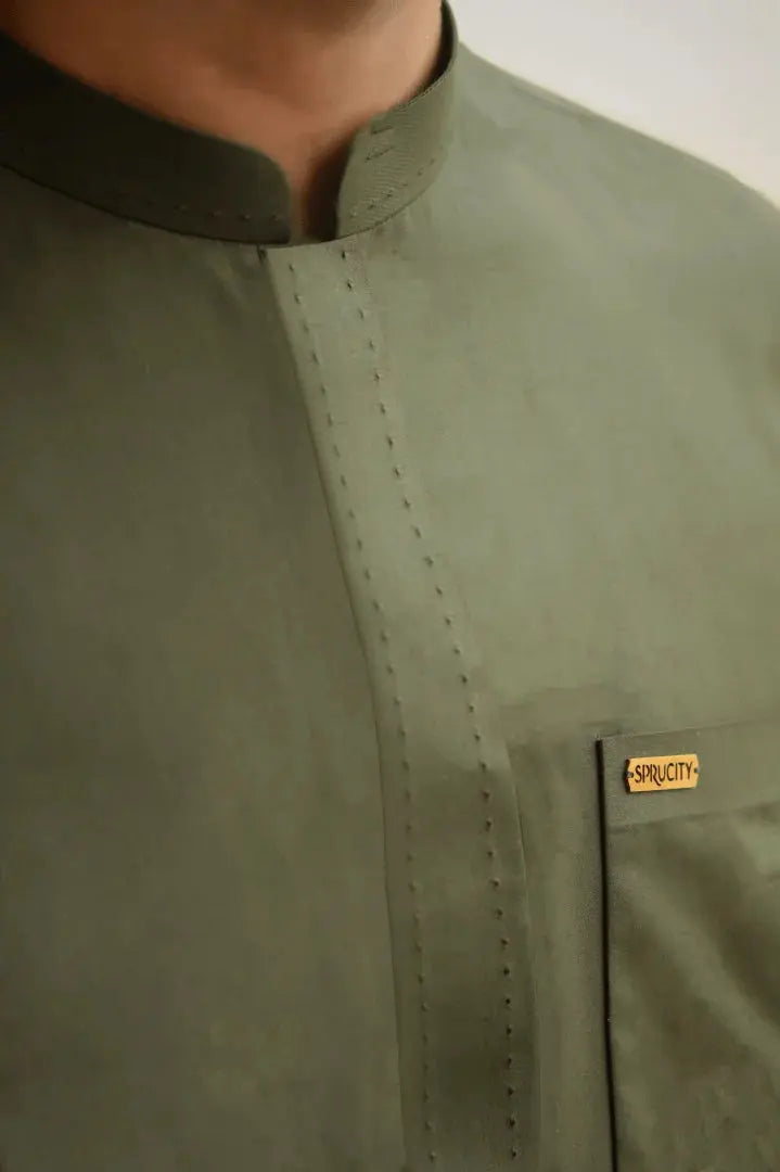 Classic Olive Shalwar Kameez - Sprucity