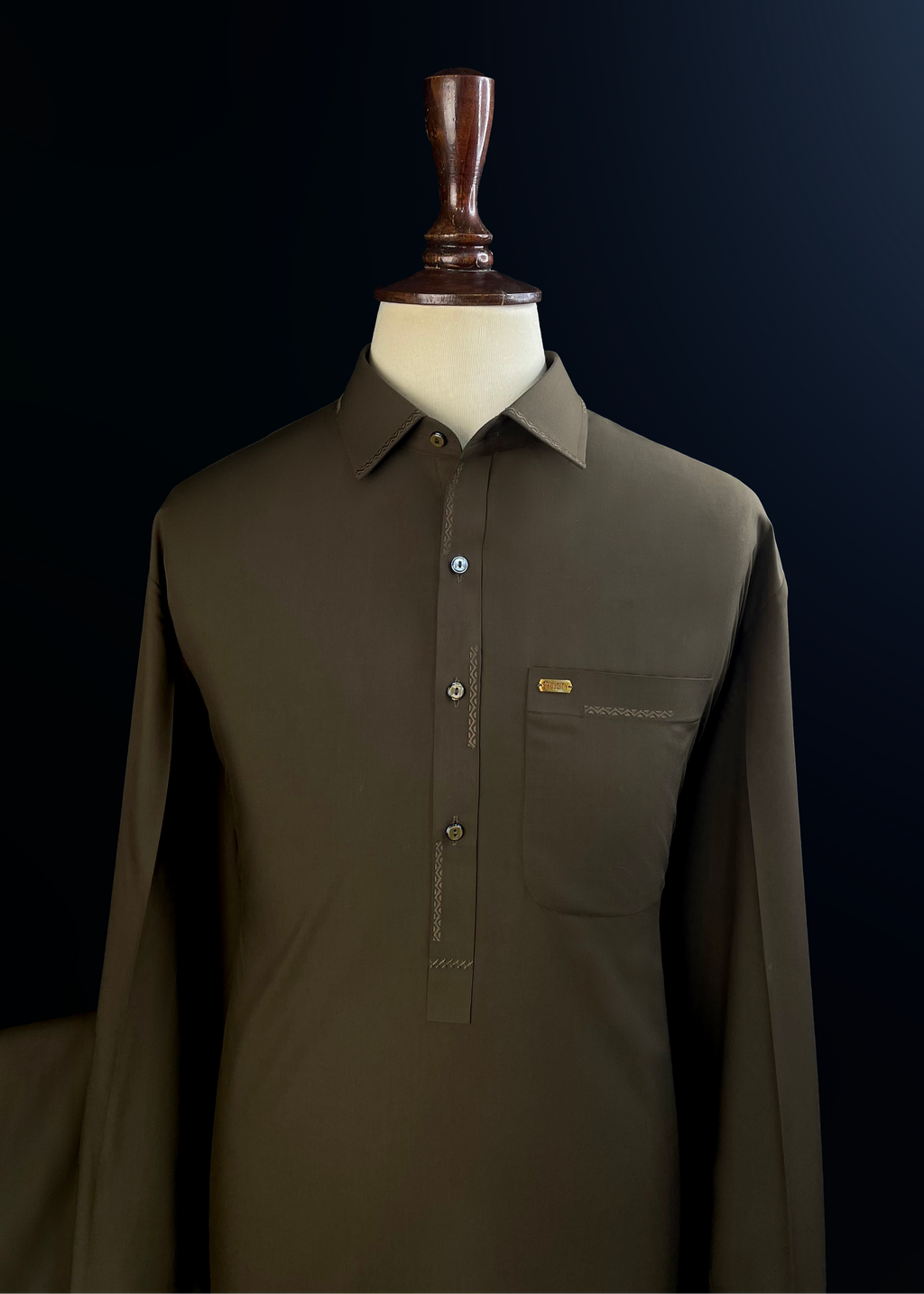 Mocha Brown Shalwar Kameez (Wash & Wear)