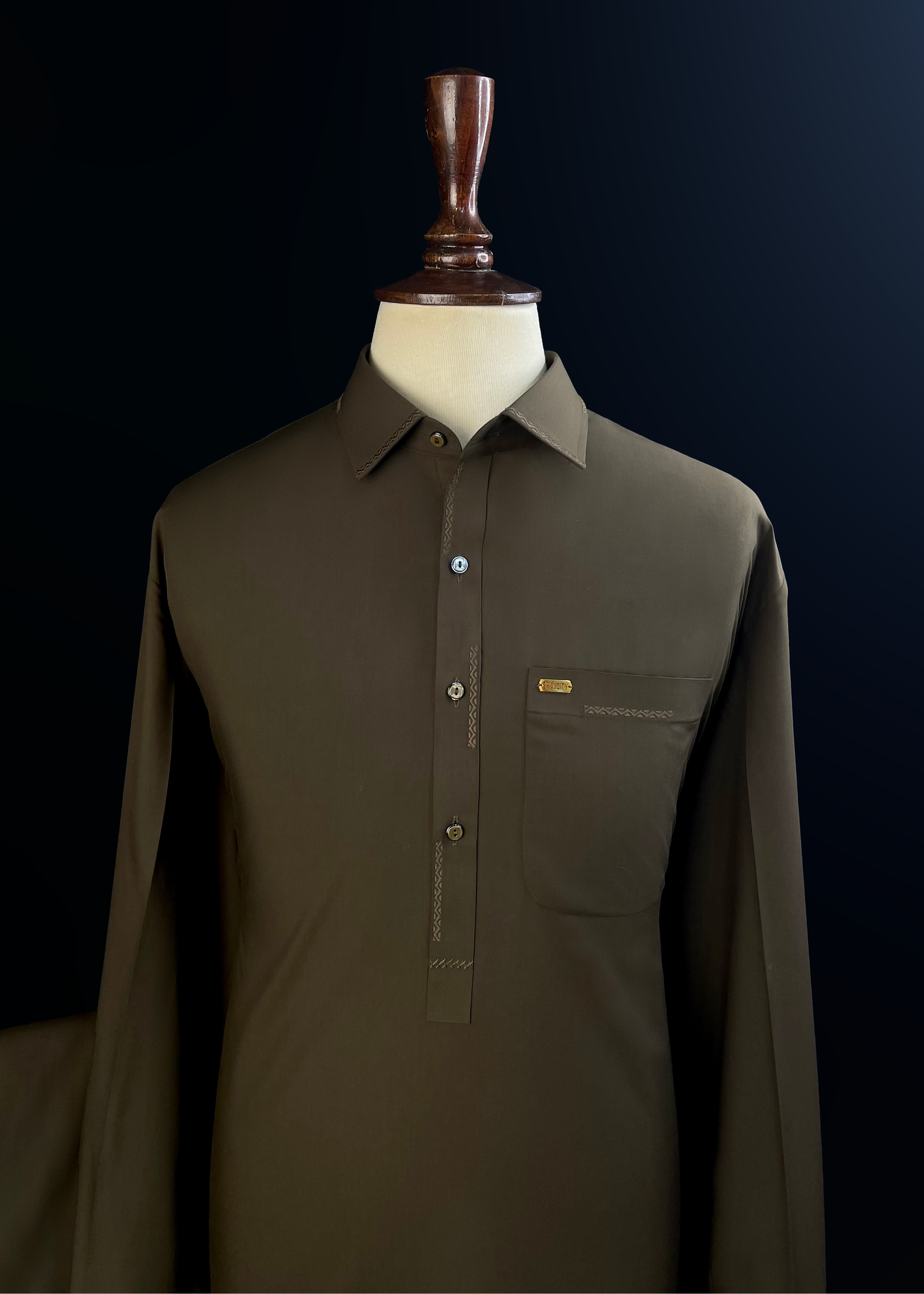 Mocha Brown Shalwar Kameez (Wash & Wear)