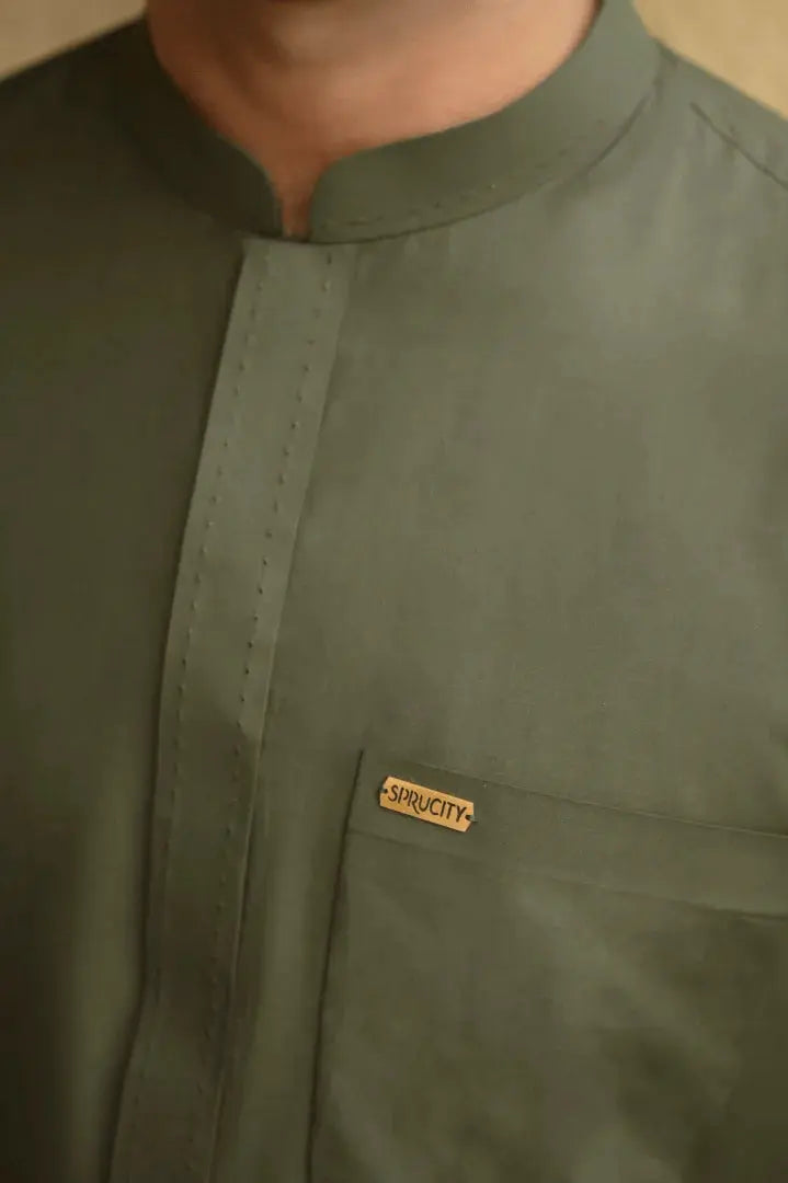 Classic Olive Shalwar Kameez - Sprucity