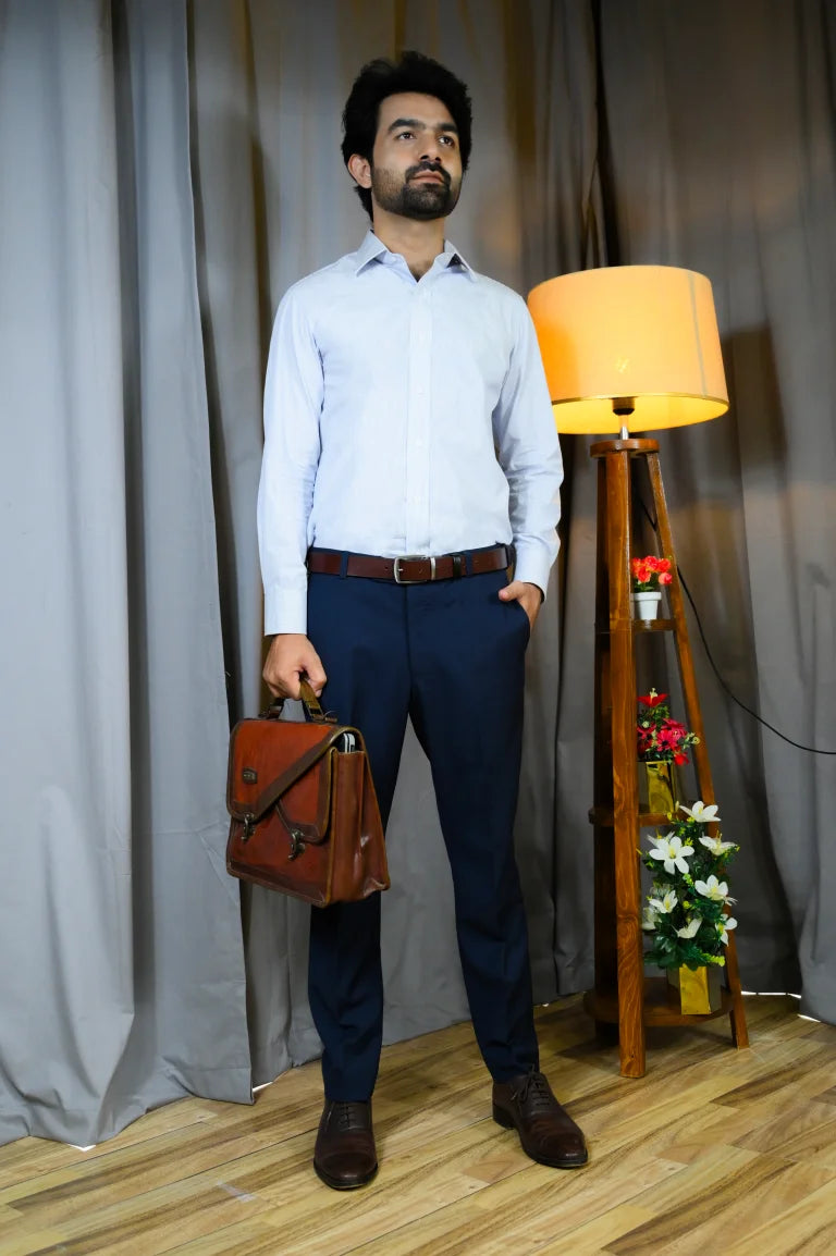 Blue Lined Formal Shirt - Sprucity