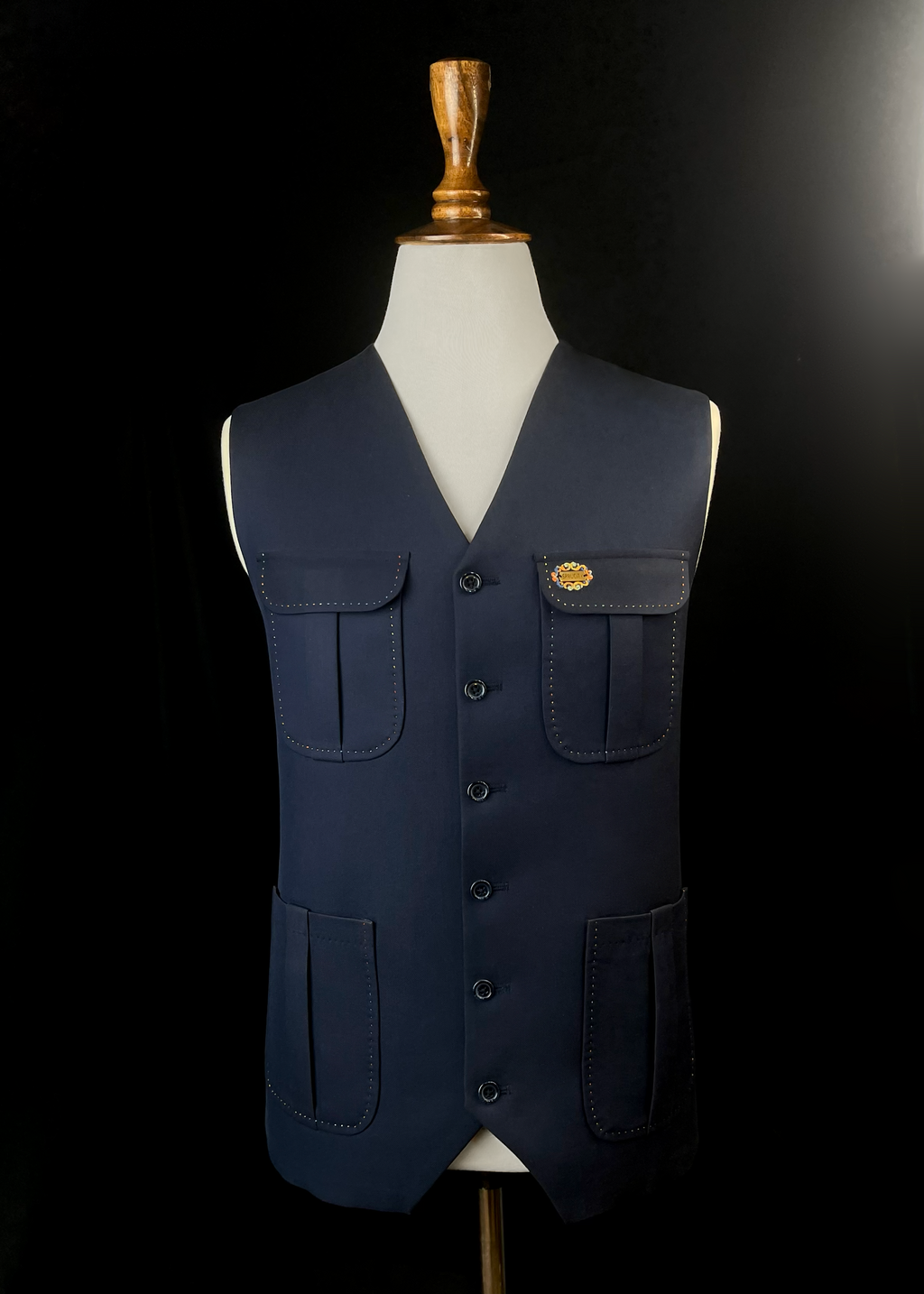 Deep Navy Blue Waistcoat In Imported Suiting Fabric (Winter Collection)