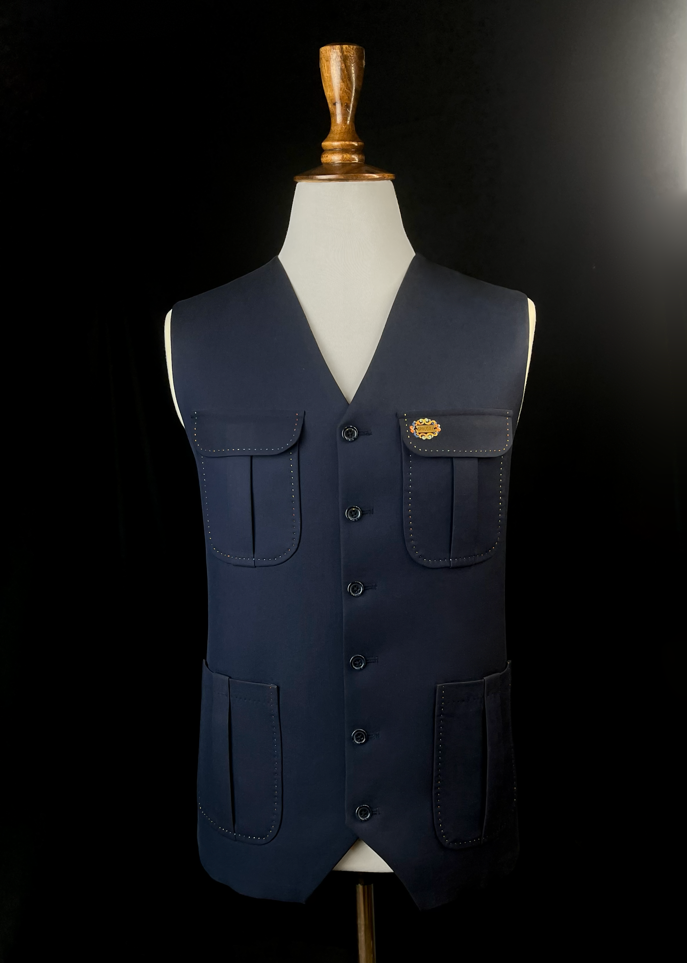 Deep Navy Blue Waistcoat In Imported Suiting Fabric (Winter Collection)