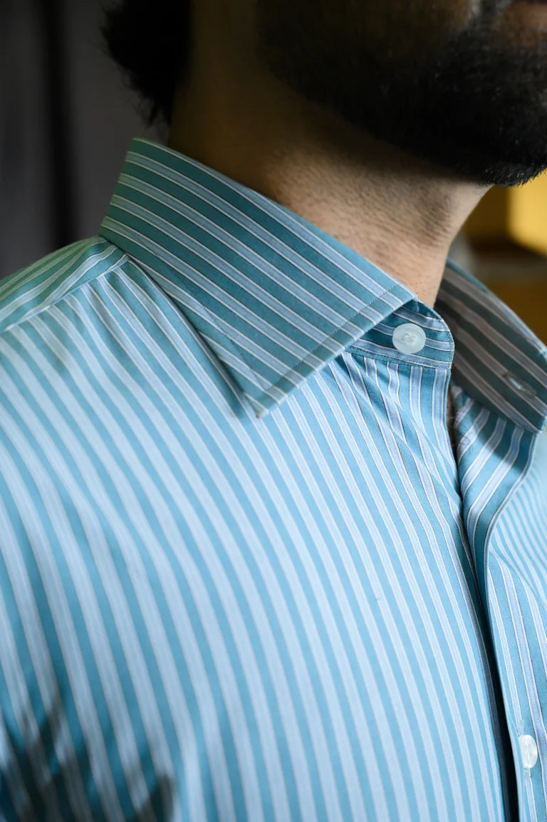 Green Lined Formal Shirt - Sprucity