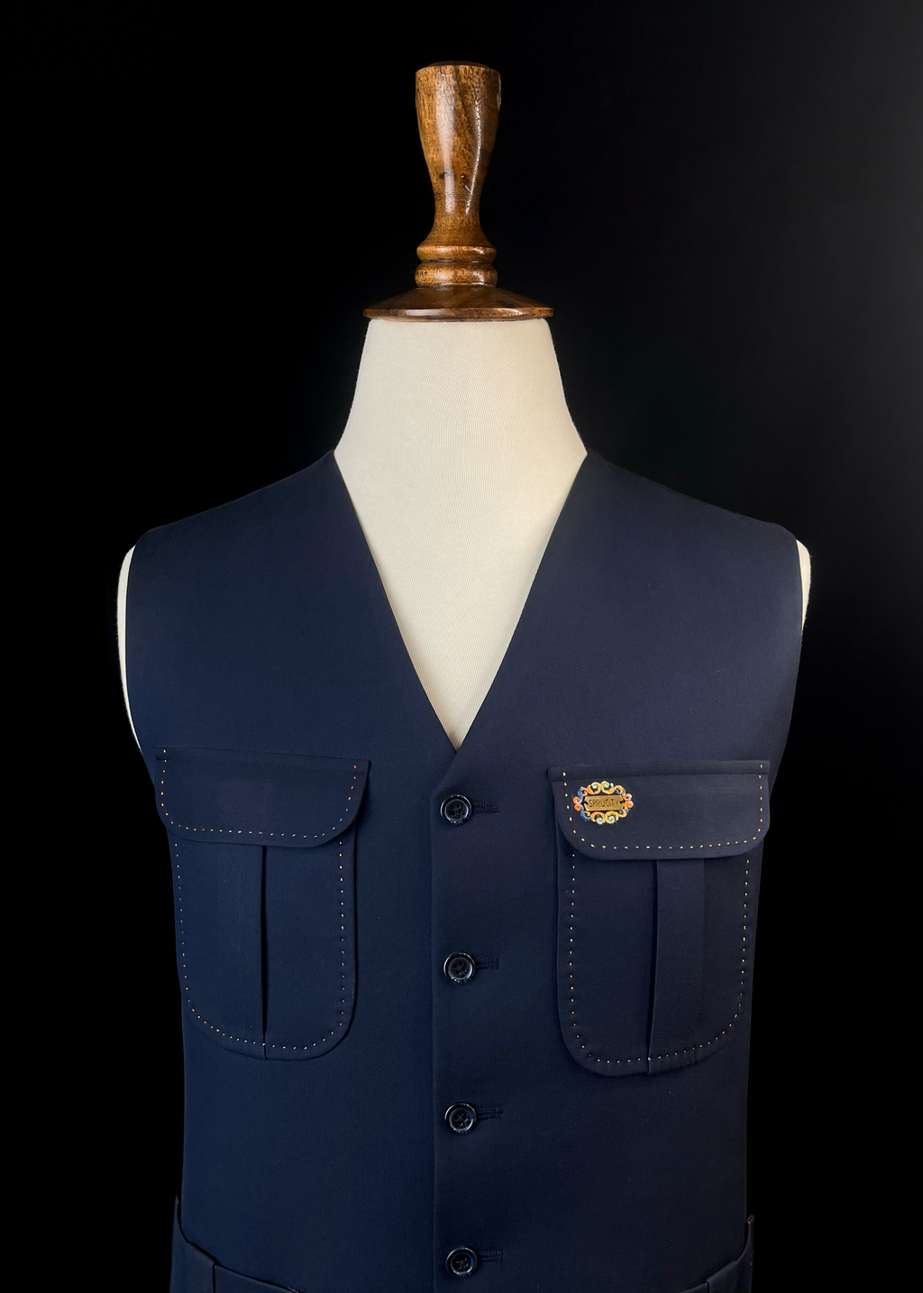 Deep Navy Blue Waistcoat In Imported Suiting Fabric (Winter Collection)