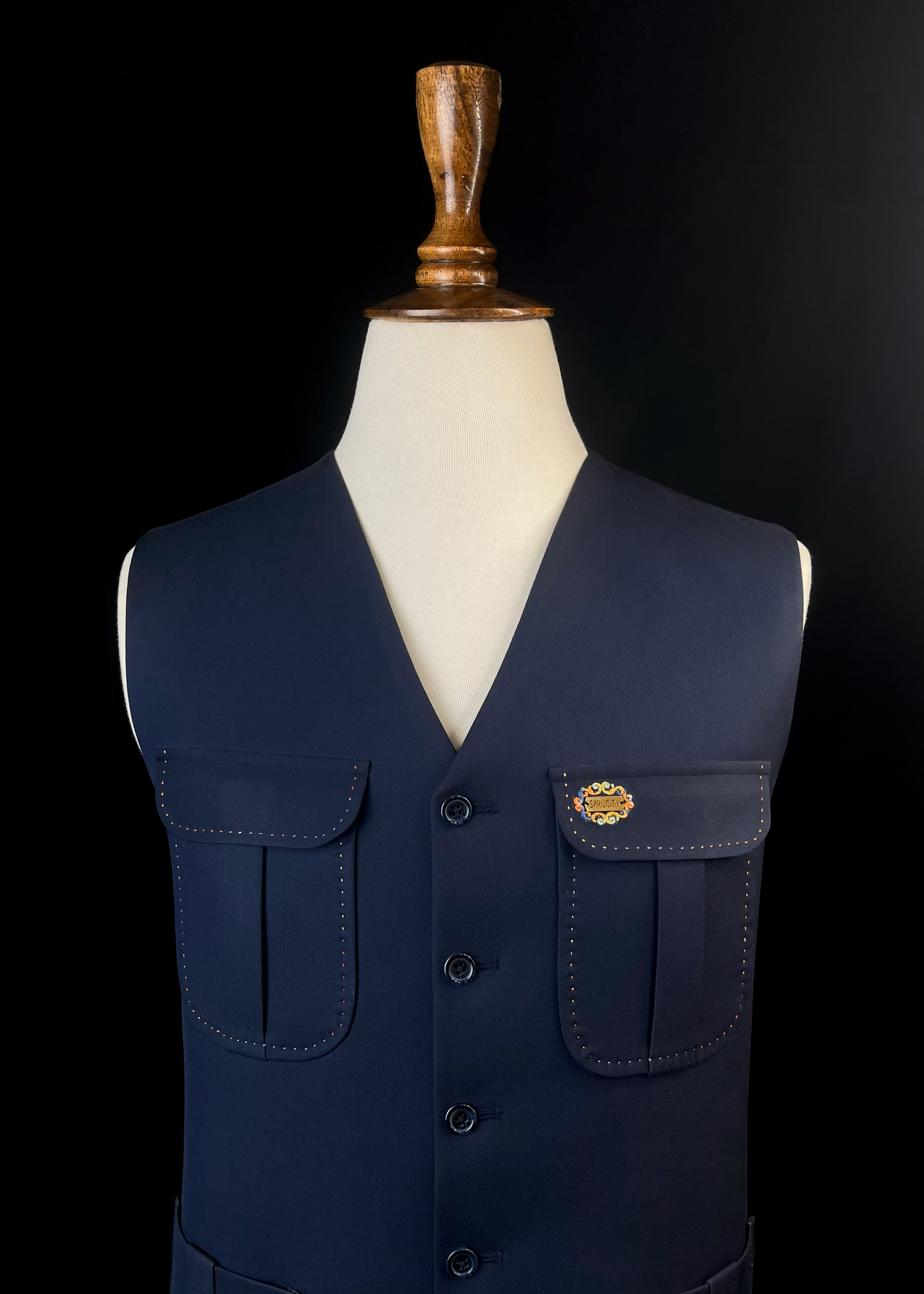 Deep Navy Blue Waistcoat In Imported Suiting Fabric (Winter Collection)