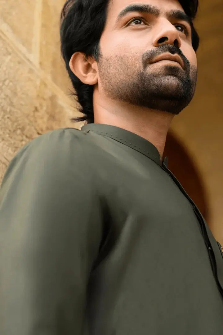 Classic Olive Shalwar Kameez - Sprucity