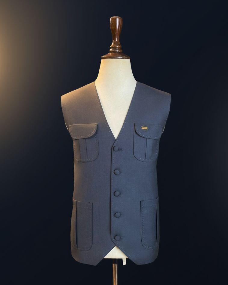 Charcoal Grey Utility Waistcoat In Imported Suiting Fabric (Winter Collection)