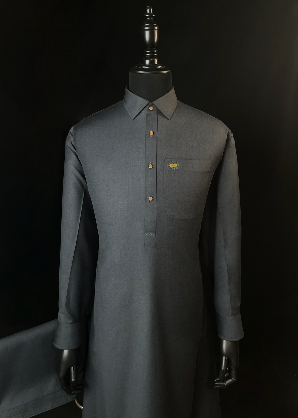 Charcoal Ash Shalwar Kameez In Imported Suiting Fabric (Winter Collection)
