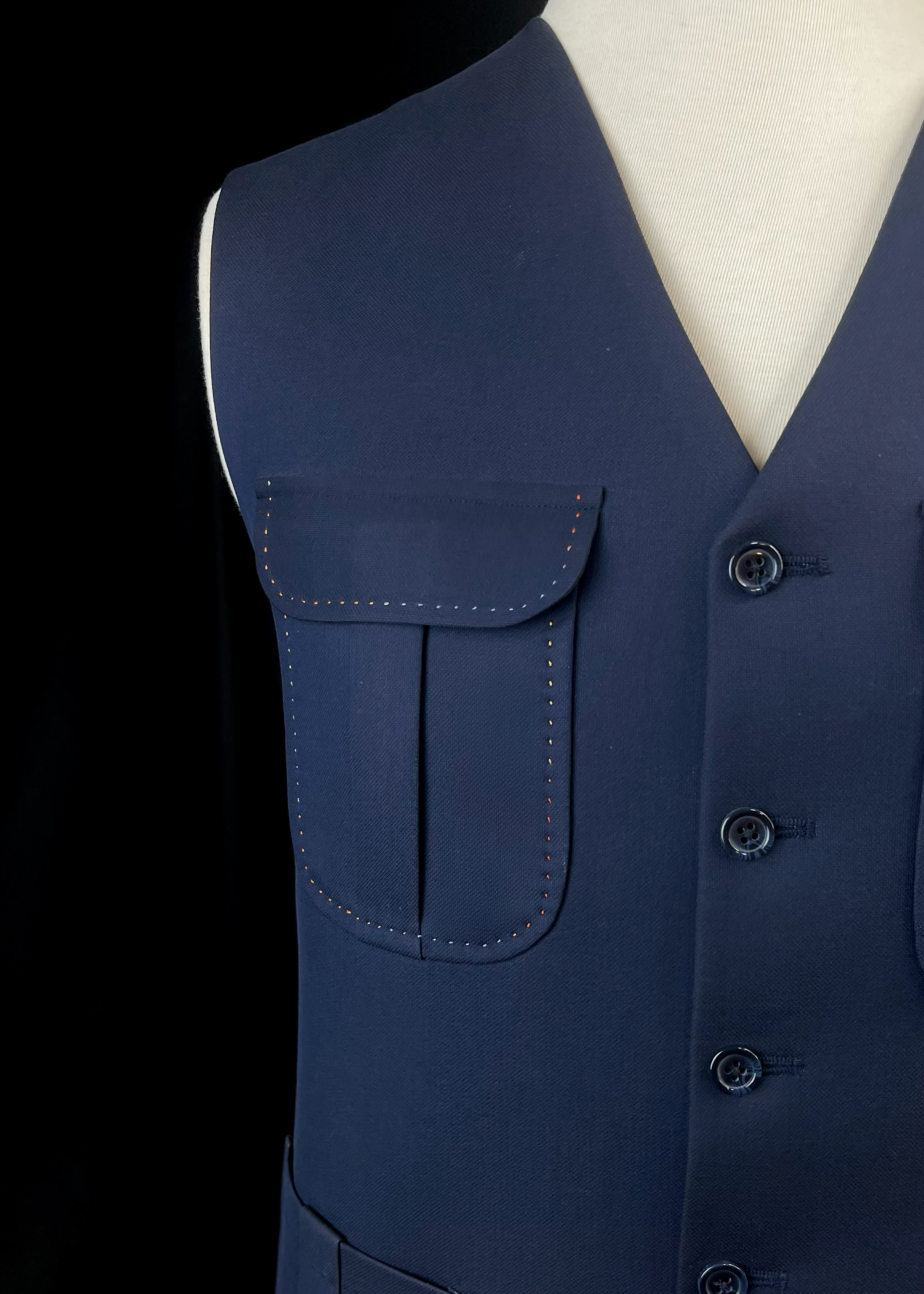 Deep Navy Blue Waistcoat In Imported Suiting Fabric (Winter Collection)