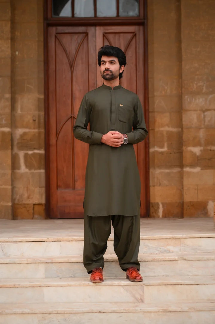 Classic Olive Shalwar Kameez