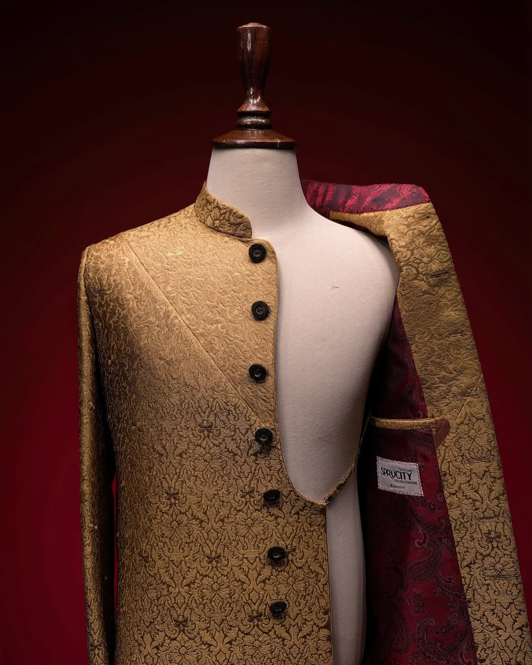 Golden & Red Sherwani Set