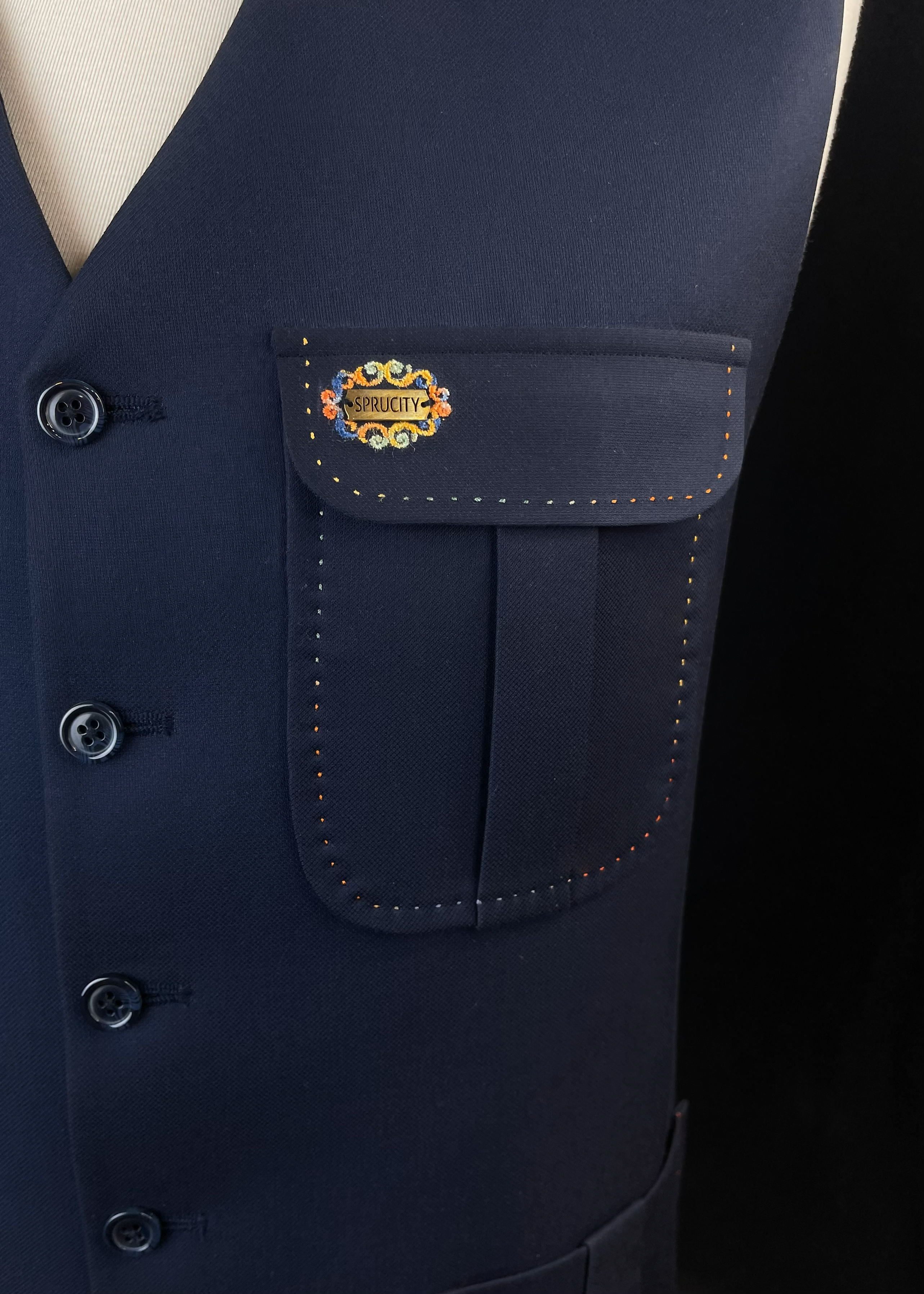 Deep Navy Blue Waistcoat In Imported Suiting Fabric (Winter Collection)