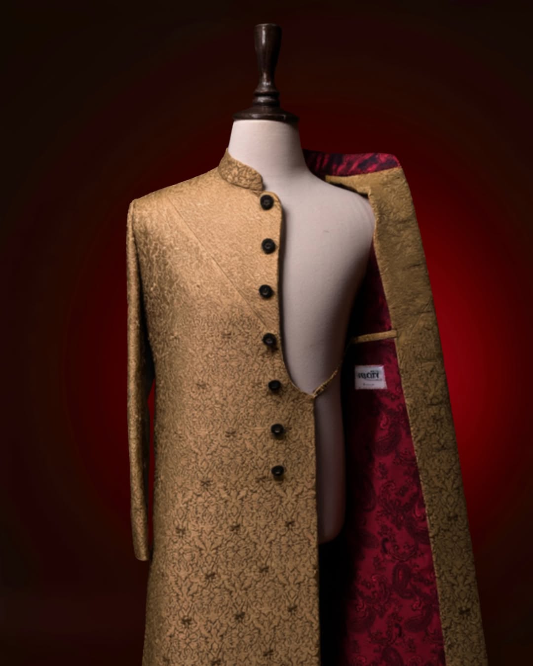 Golden & Red Sherwani Set
