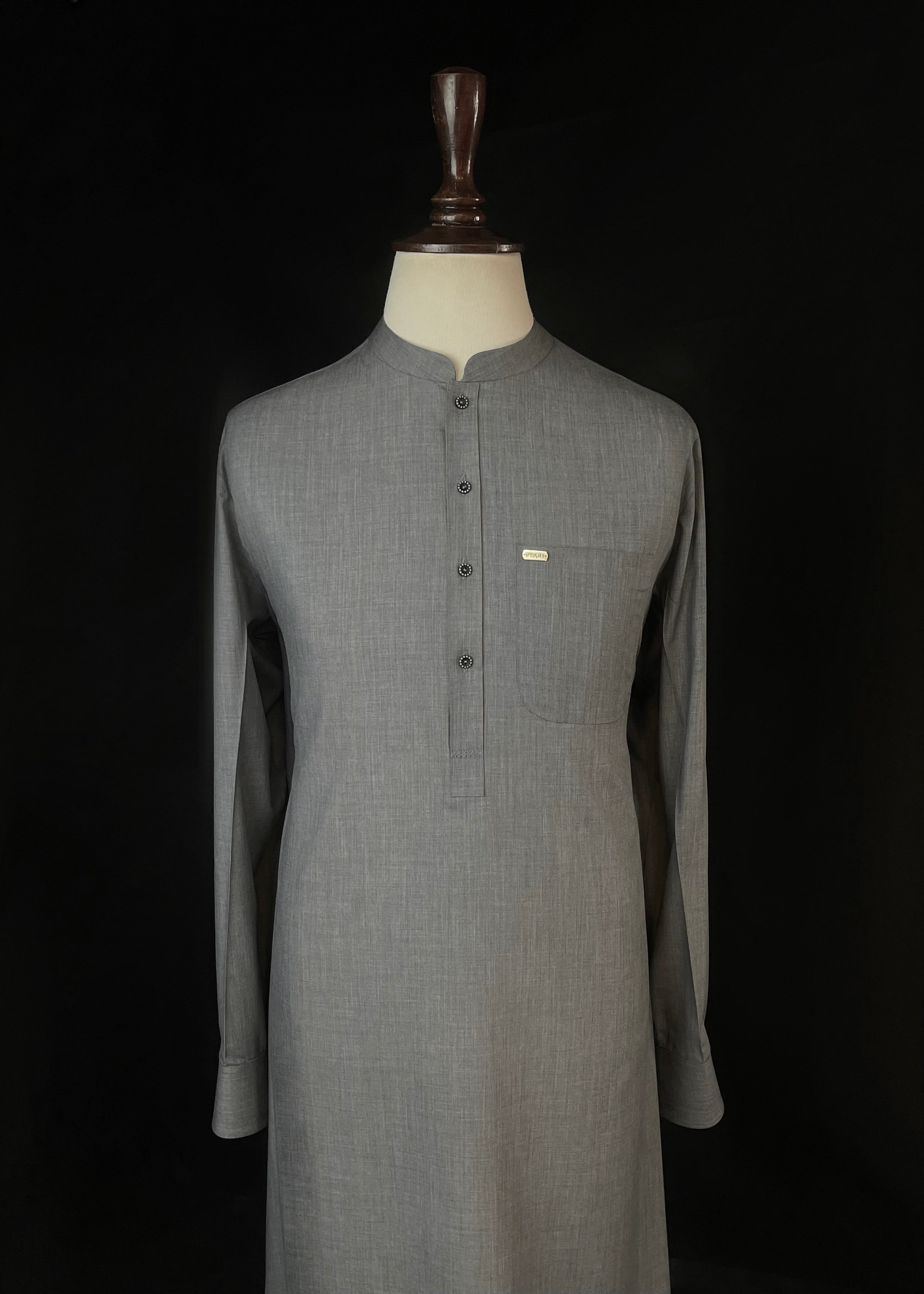 Textured Grey Shalwar Kameez (Wash & Wear)