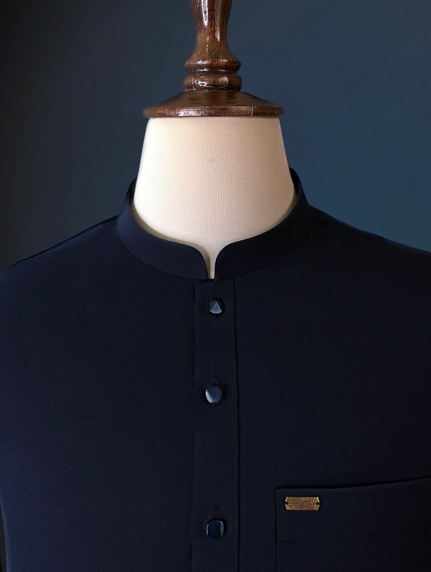Navy Blue Irish Linen Shalwar Kameez