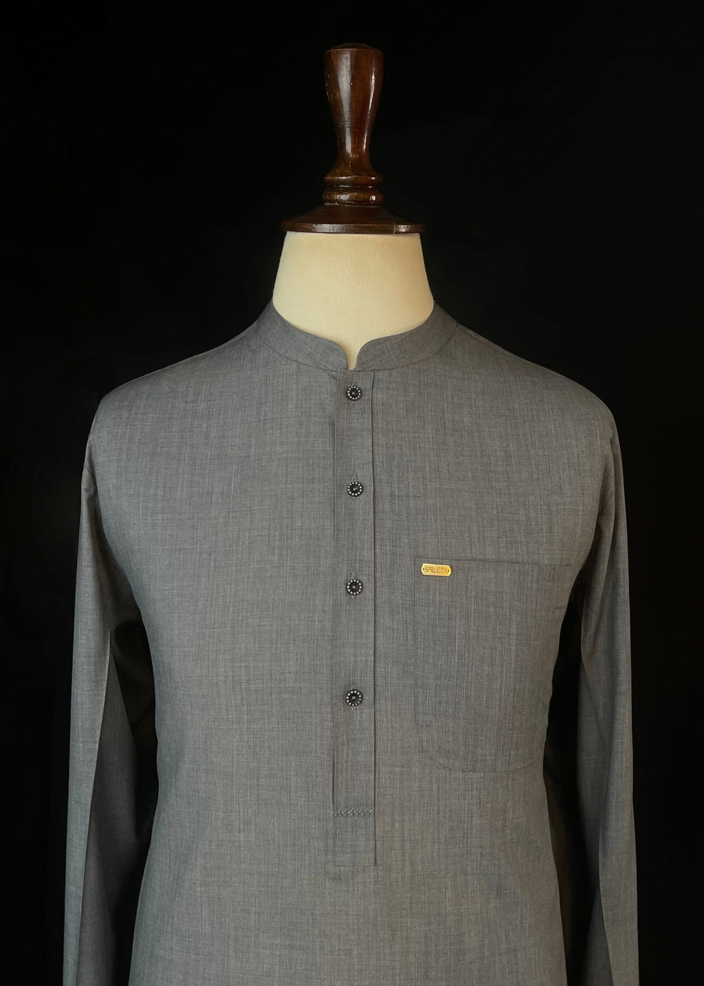 Textured Grey Shalwar Kameez (Wash & Wear)