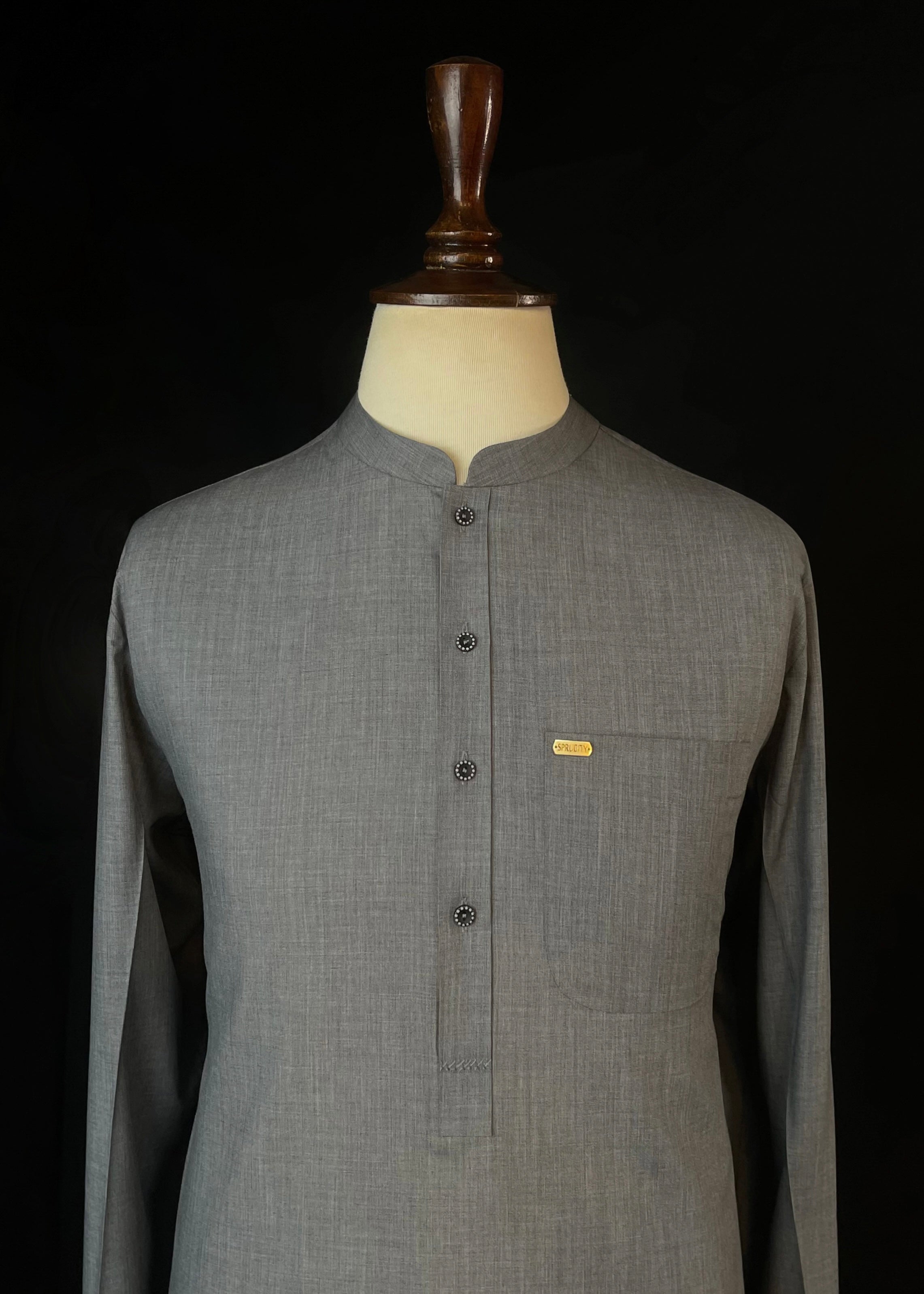 Textured Grey Shalwar Kameez (Wash & Wear)