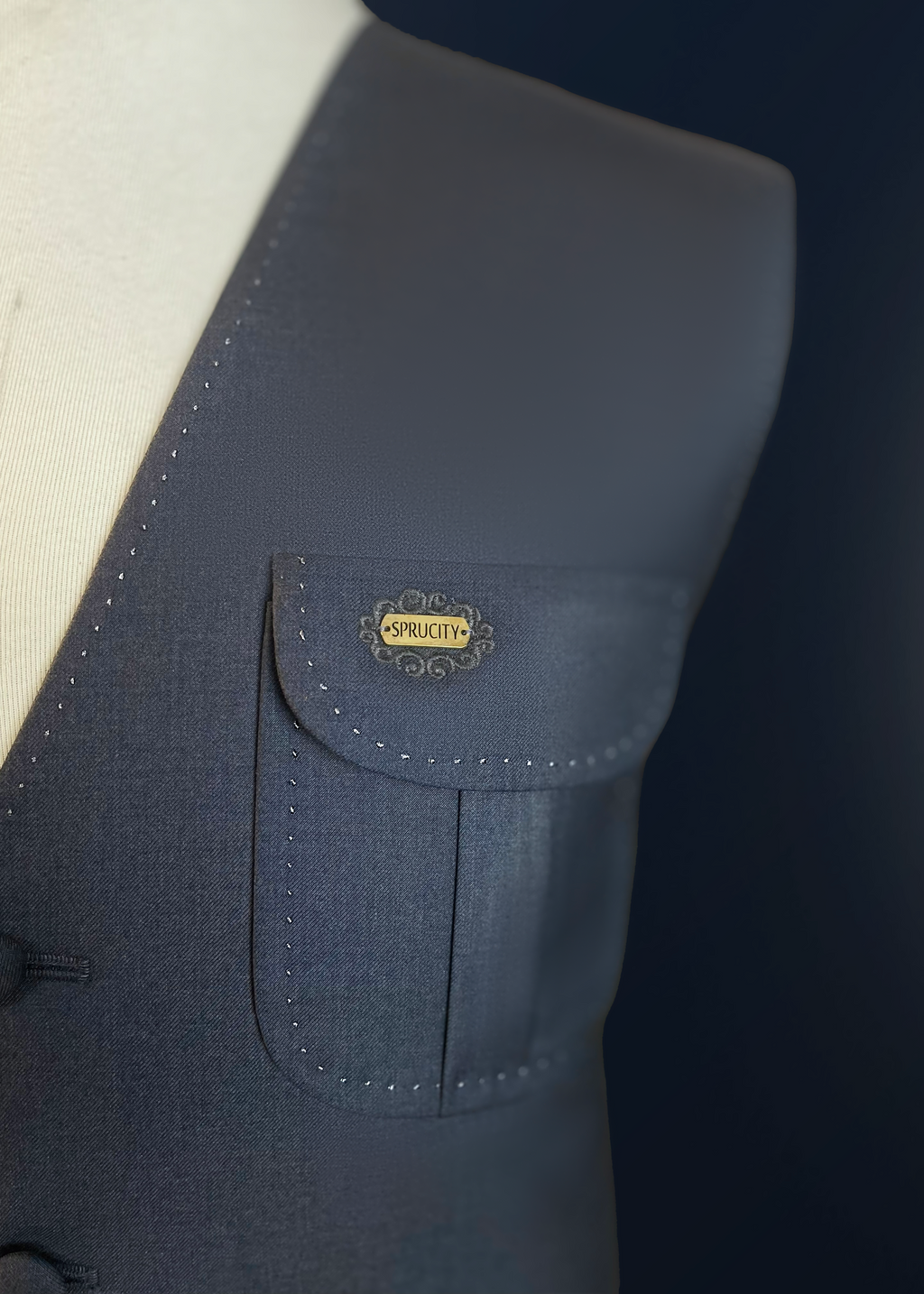 Charcoal Grey Utility Waistcoat In Imported Suiting Fabric (Winter Collection)