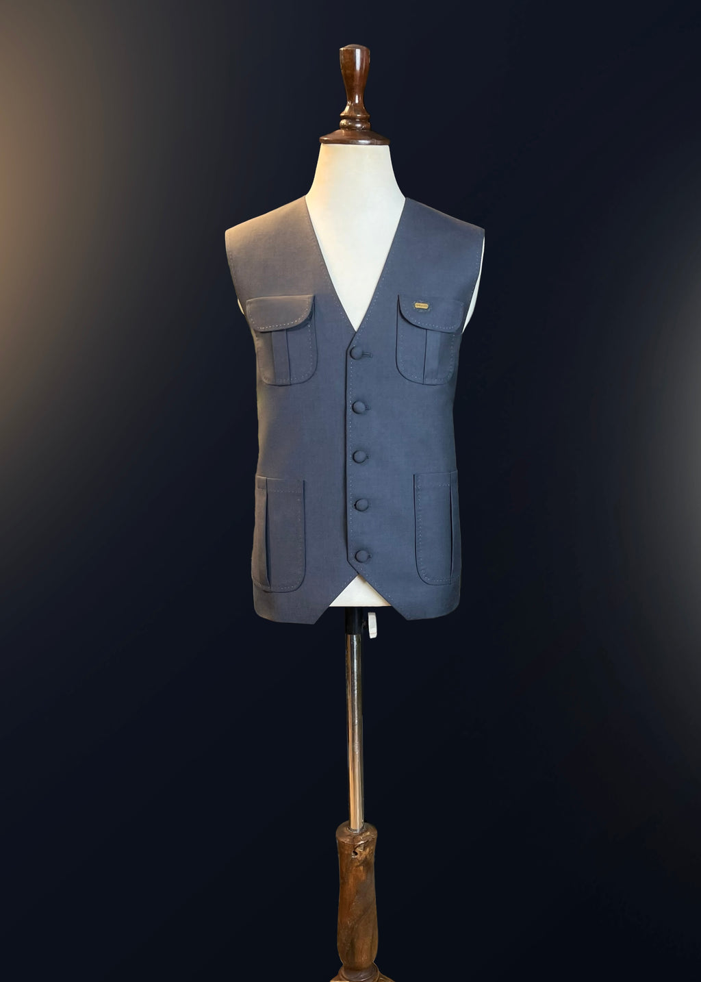 Charcoal Grey Utility Waistcoat In Imported Suiting Fabric (Winter Collection)
