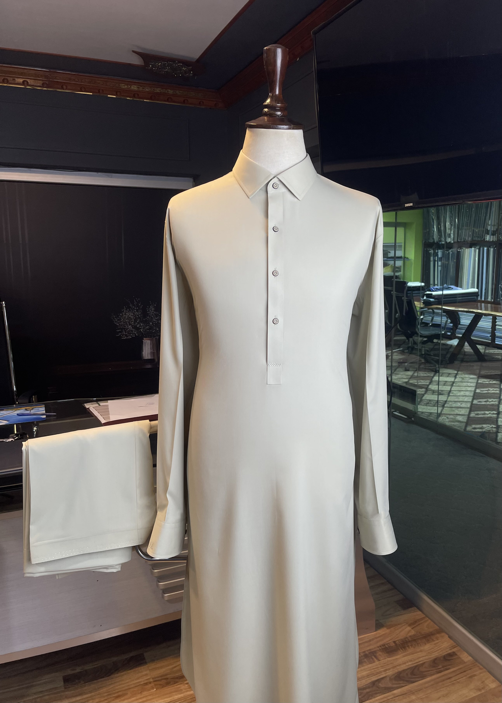 Ivory Elegance Wash & Wear Kameez Shalwar