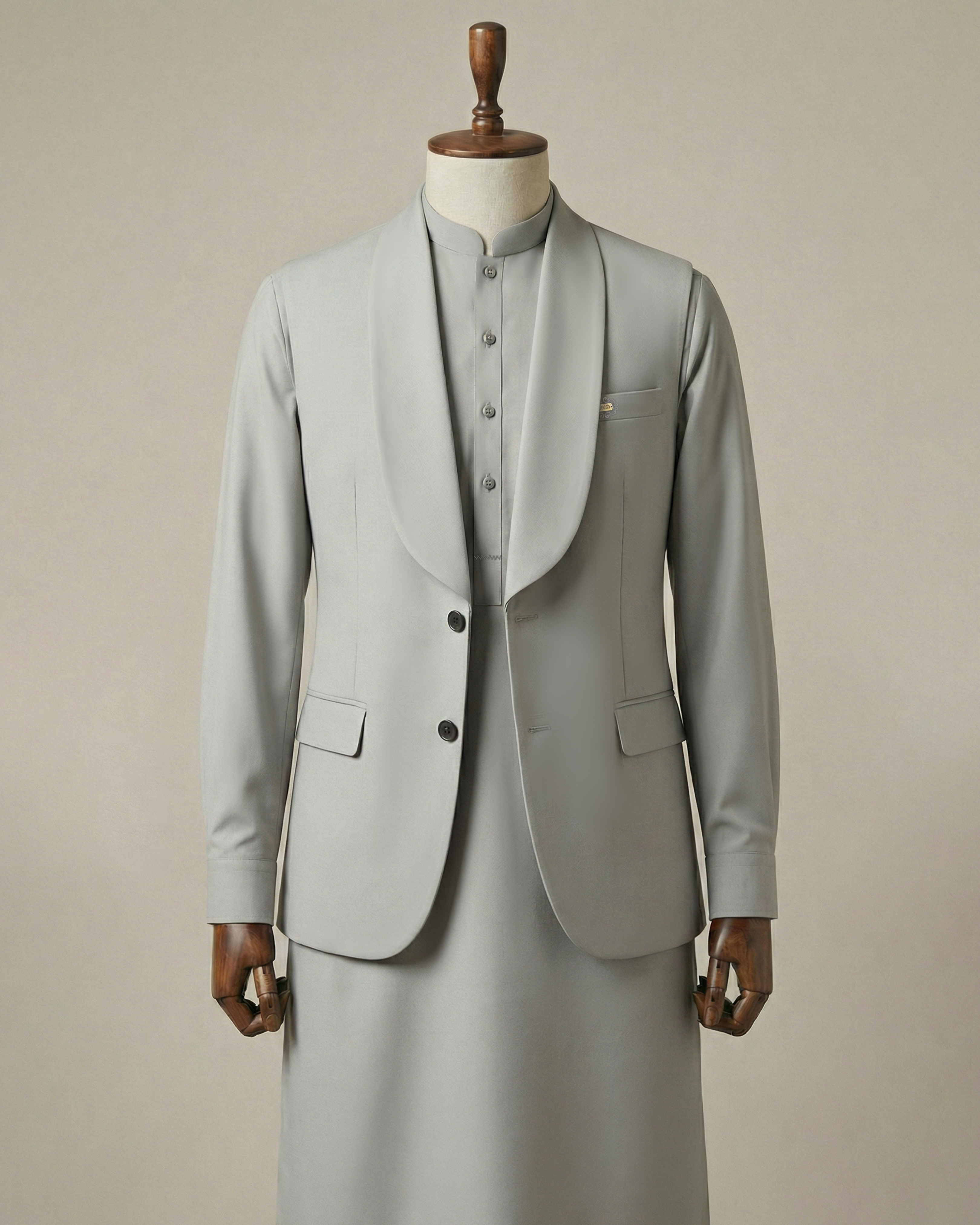 Silver Mist Shalwar Kameez With Matching Waistcoat