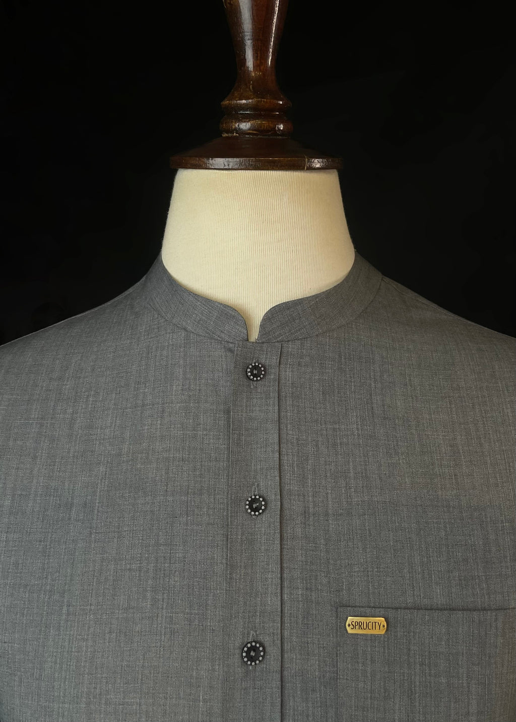 Textured Grey Shalwar Kameez (Wash & Wear)