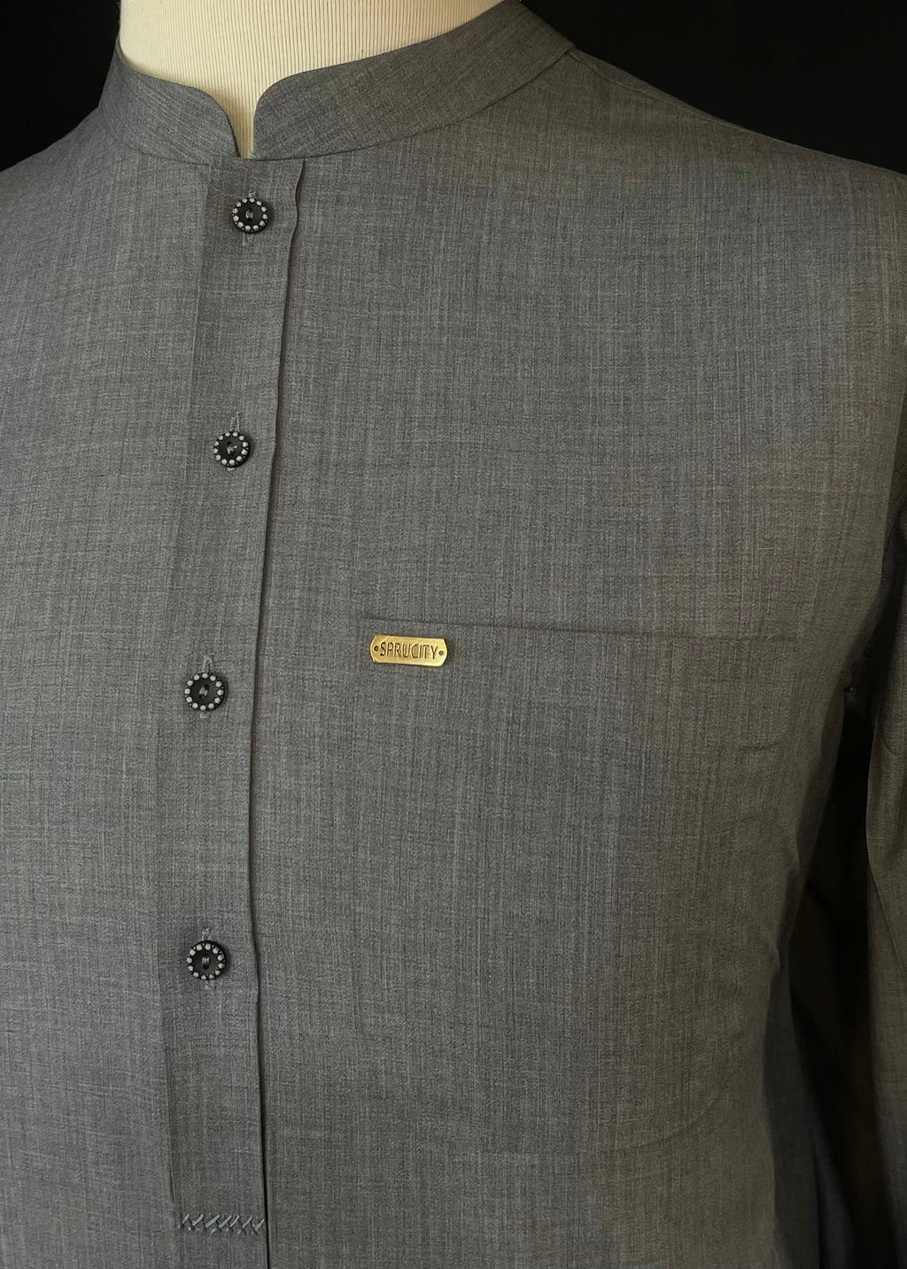 Textured Grey Shalwar Kameez (Wash & Wear)