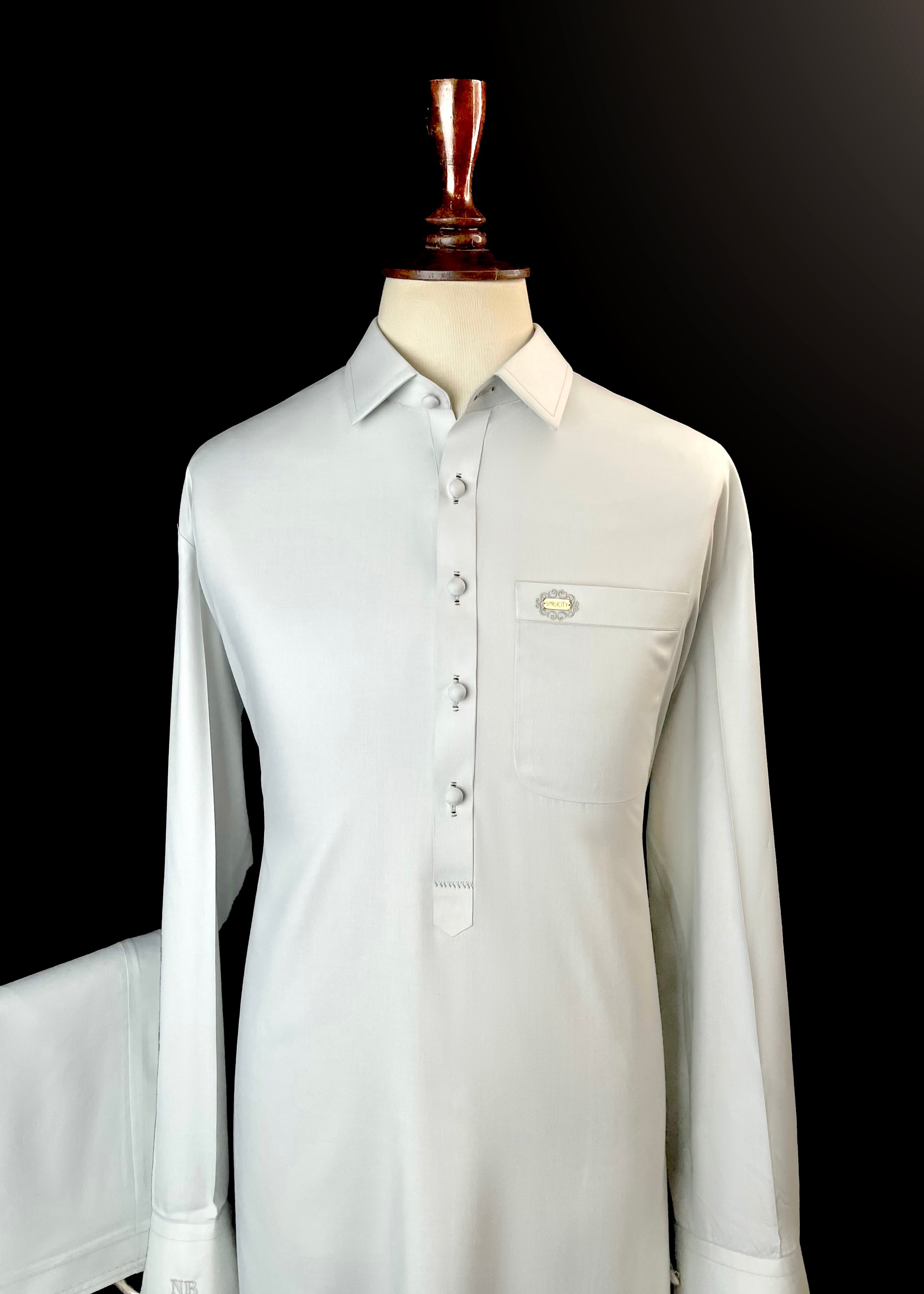 Silver Shalwar Kameez (Wash & Wear)