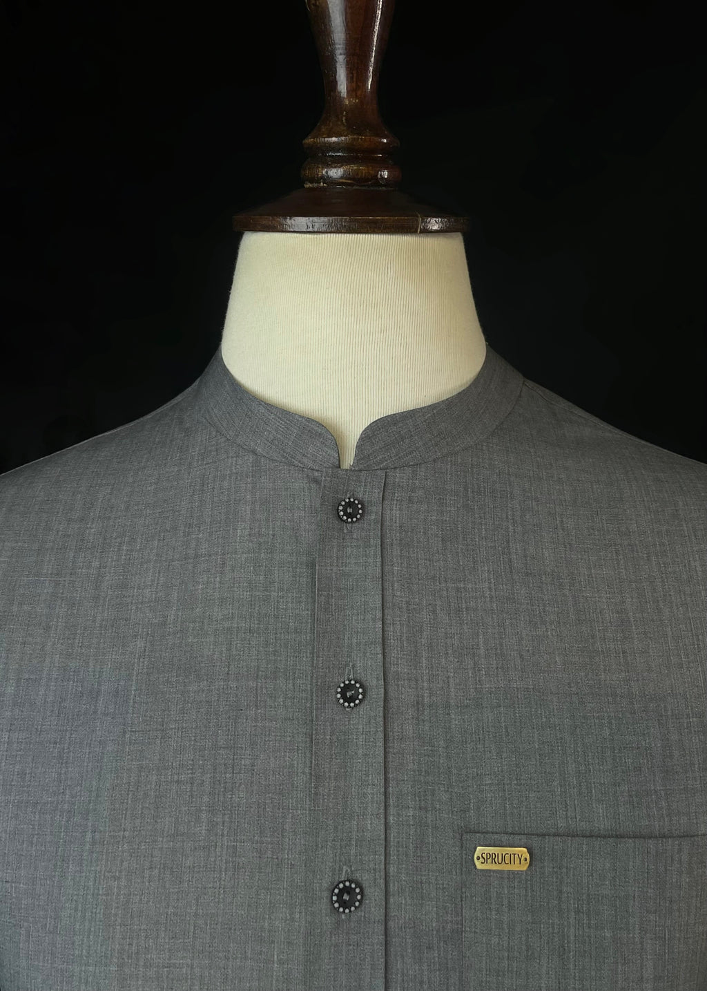 Textured Grey Shalwar Kameez (Wash & Wear)