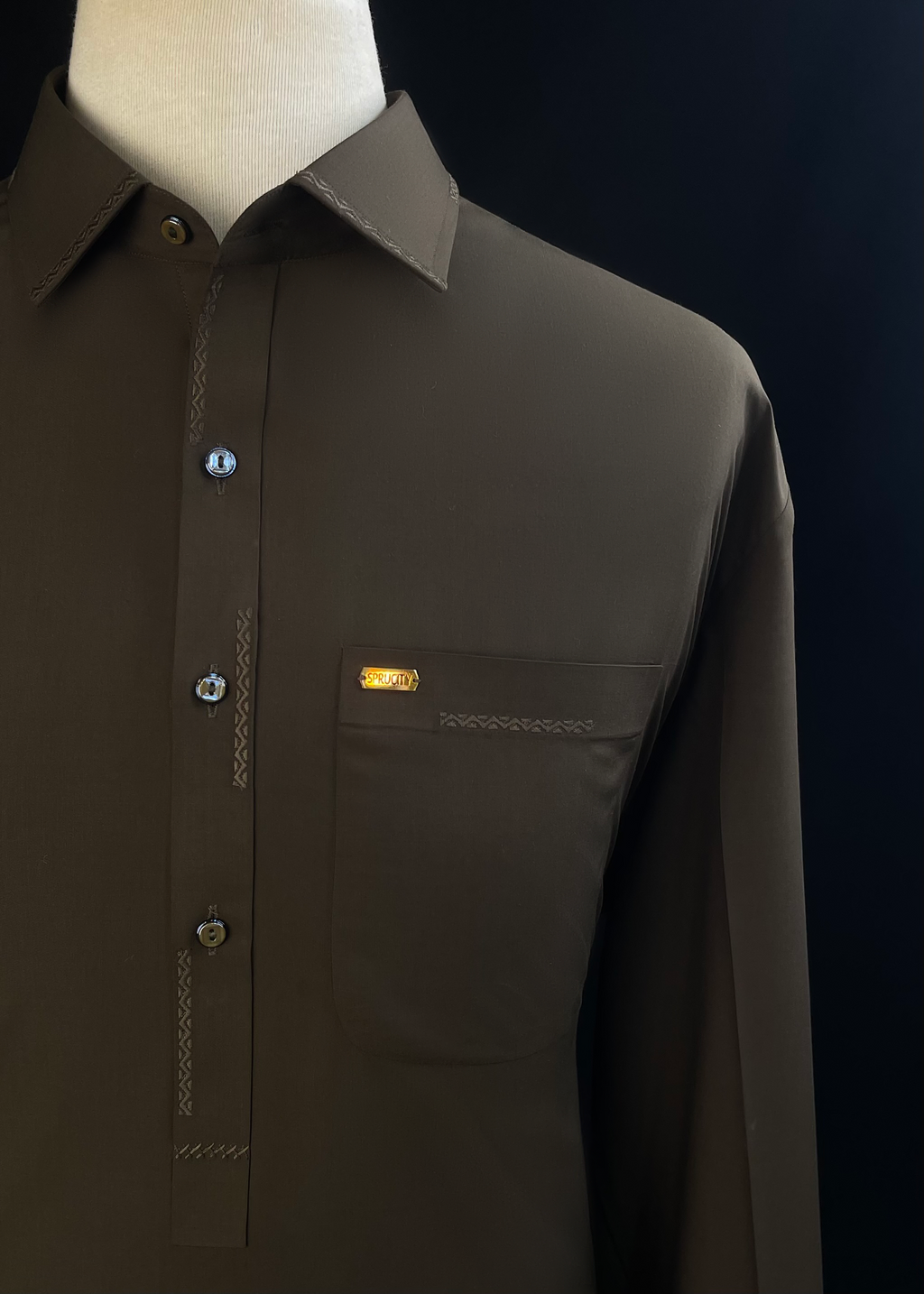 Mocha Brown Shalwar Kameez (Wash & Wear)