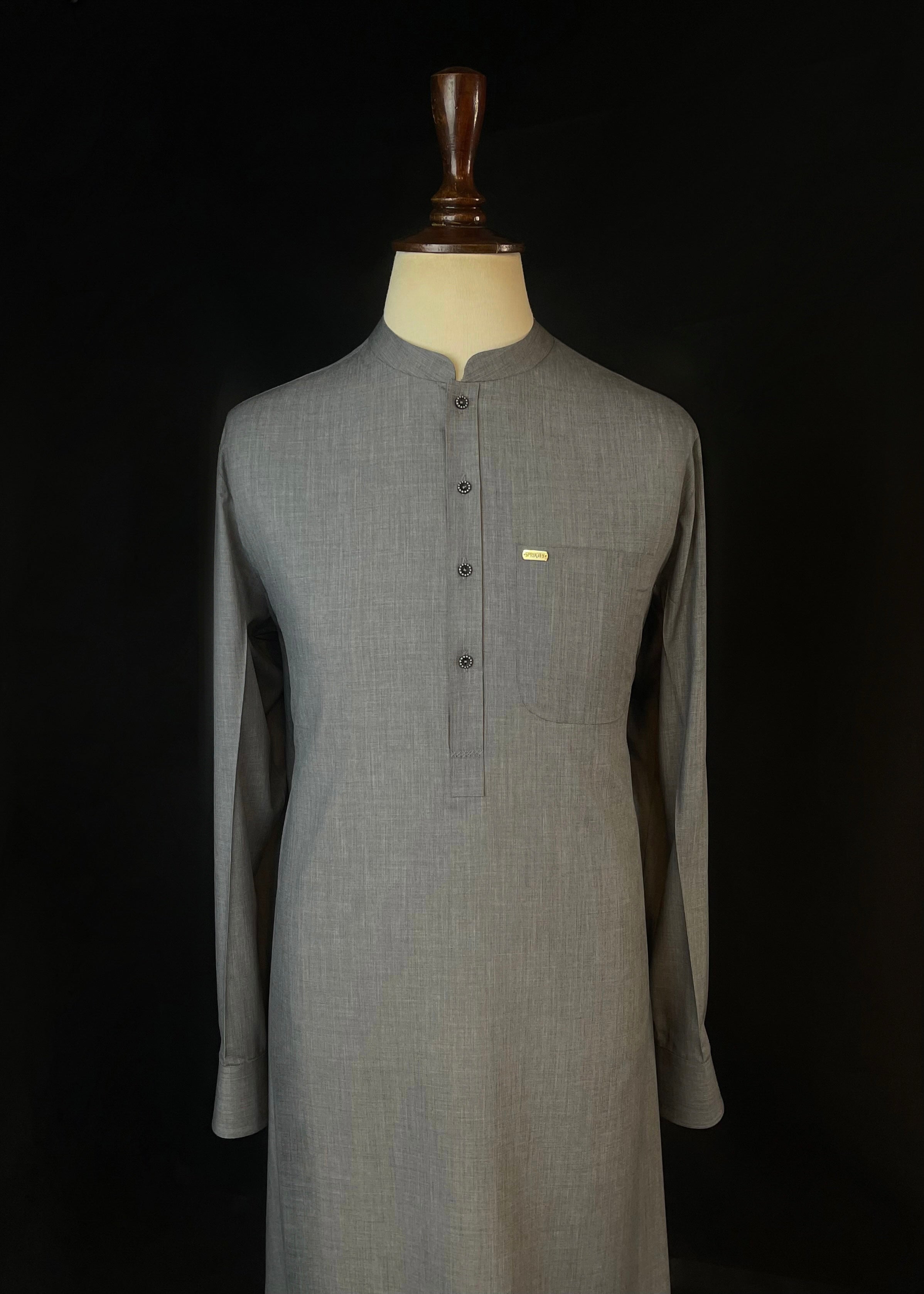Textured Grey Shalwar Kameez (Wash & Wear)