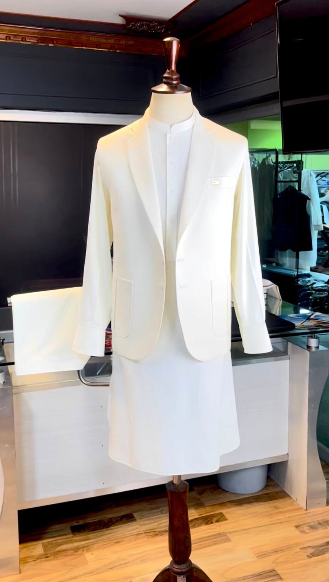 Ivory Shalwar Kameez with Matching Waistcoat