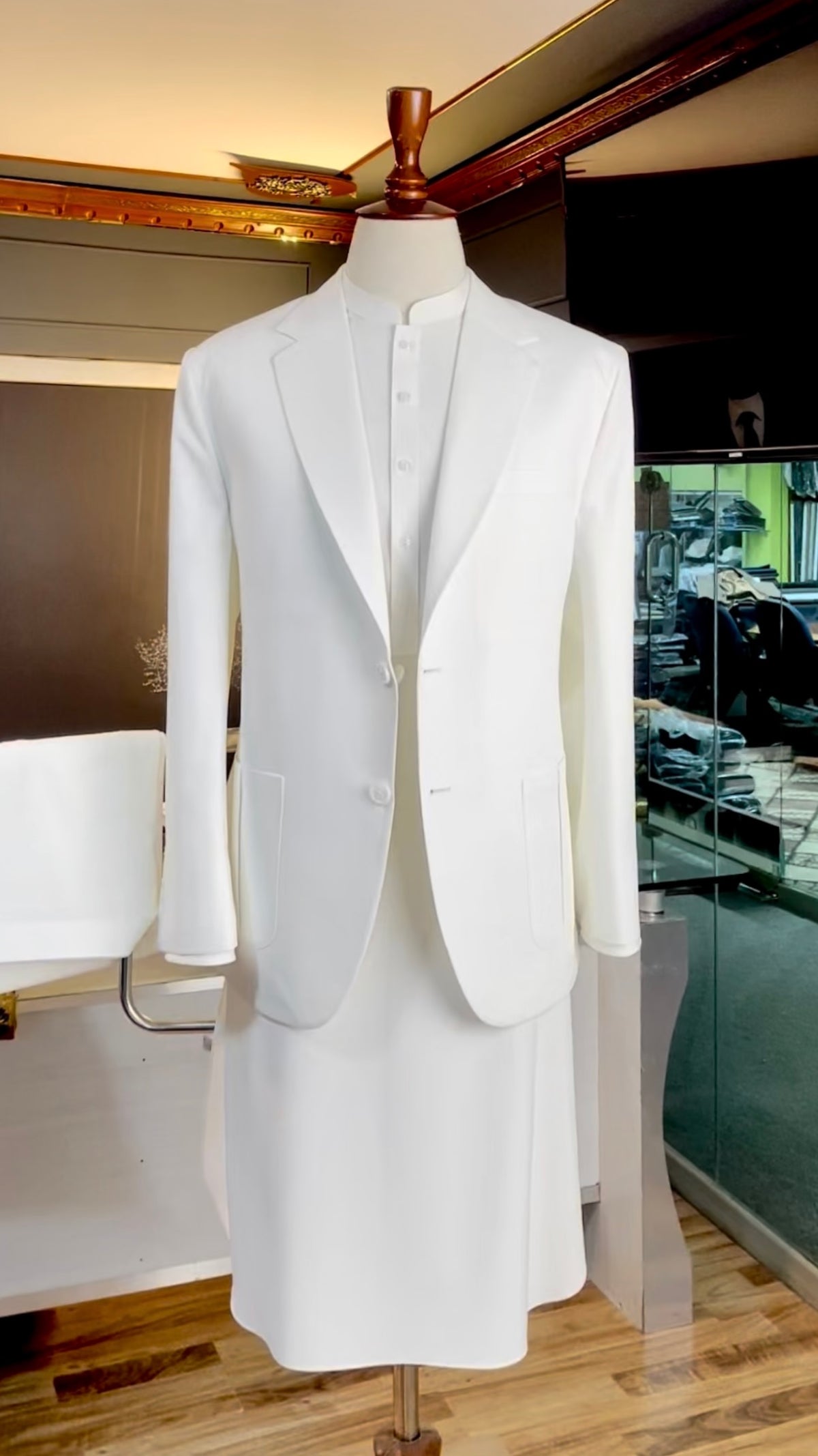 Ivory Shalwar Kameez with Matching Blazer