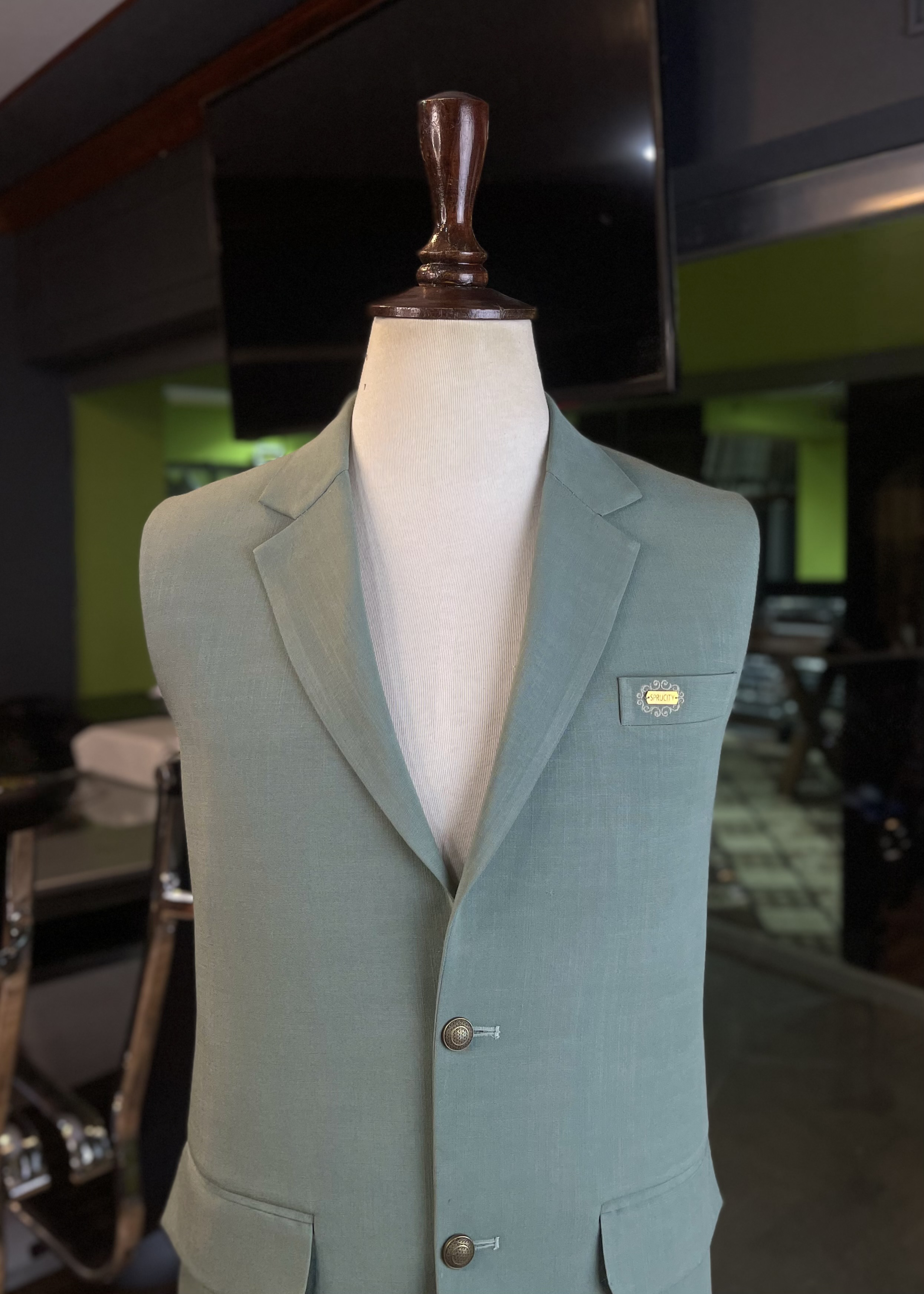 Sage Mist Waistcoat In Imported Suiting Fabric (Winter Collection)