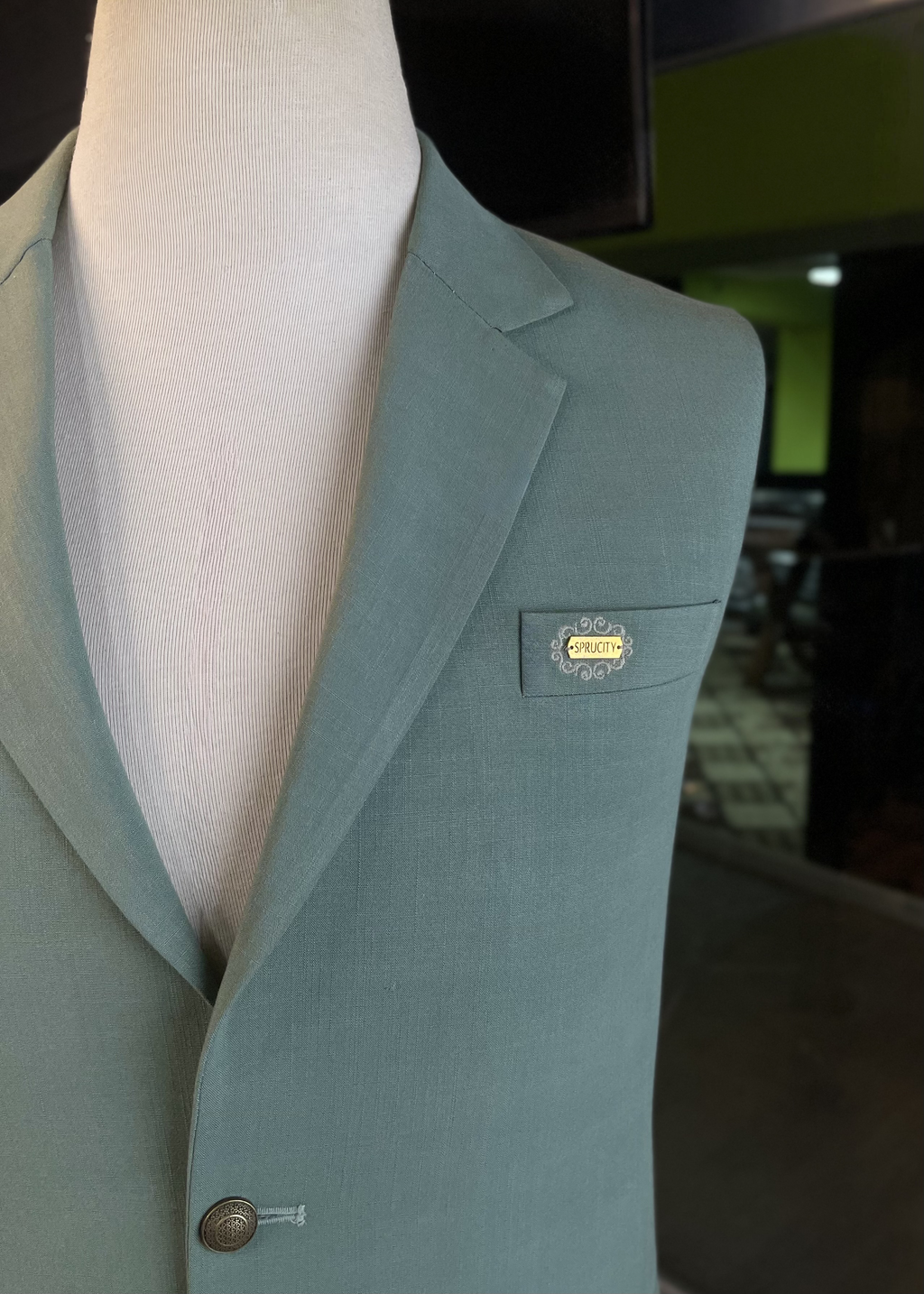 Sage Mist Waistcoat In Imported Suiting Fabric (Winter Collection)