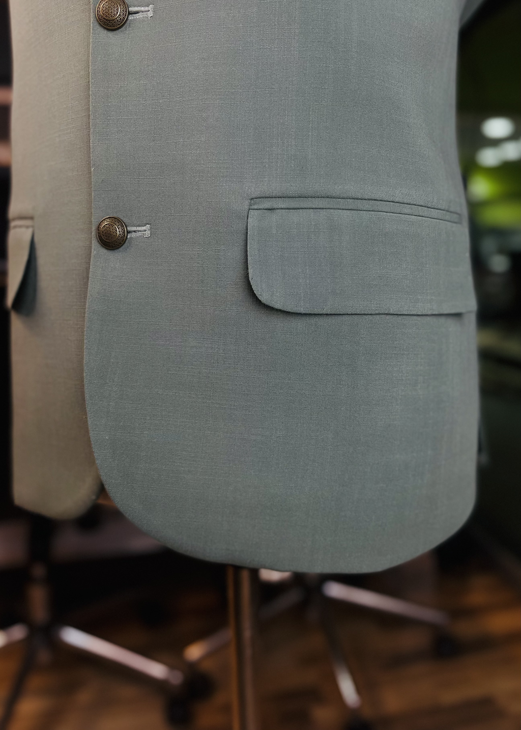 Sage Mist Waistcoat In Imported Suiting Fabric (Winter Collection)