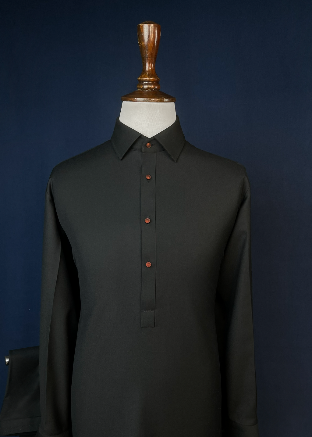 Jet Black Shalwar Kameez In Imported Suiting Fabric (Winter Collection)