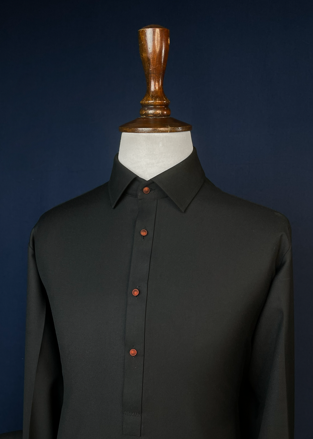 Jet Black Shalwar Kameez In Imported Suiting Fabric (Winter Collection)