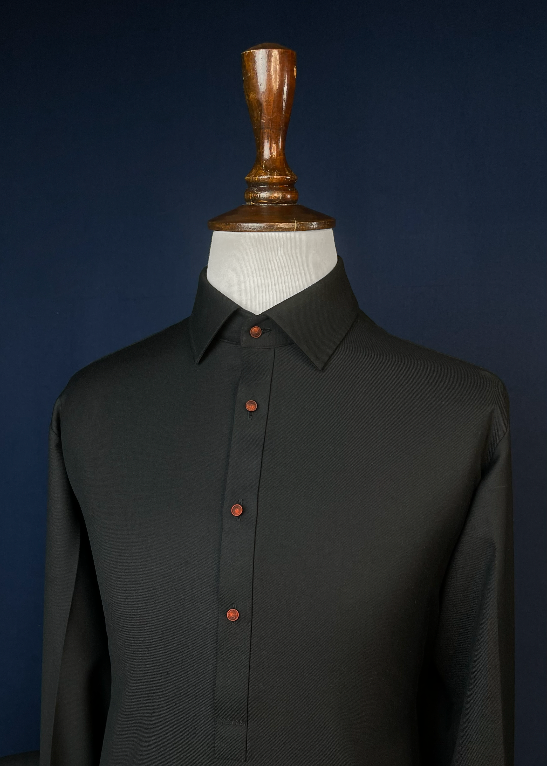 Jet Black Shalwar Kameez In Imported Suiting Fabric (Winter Collection)