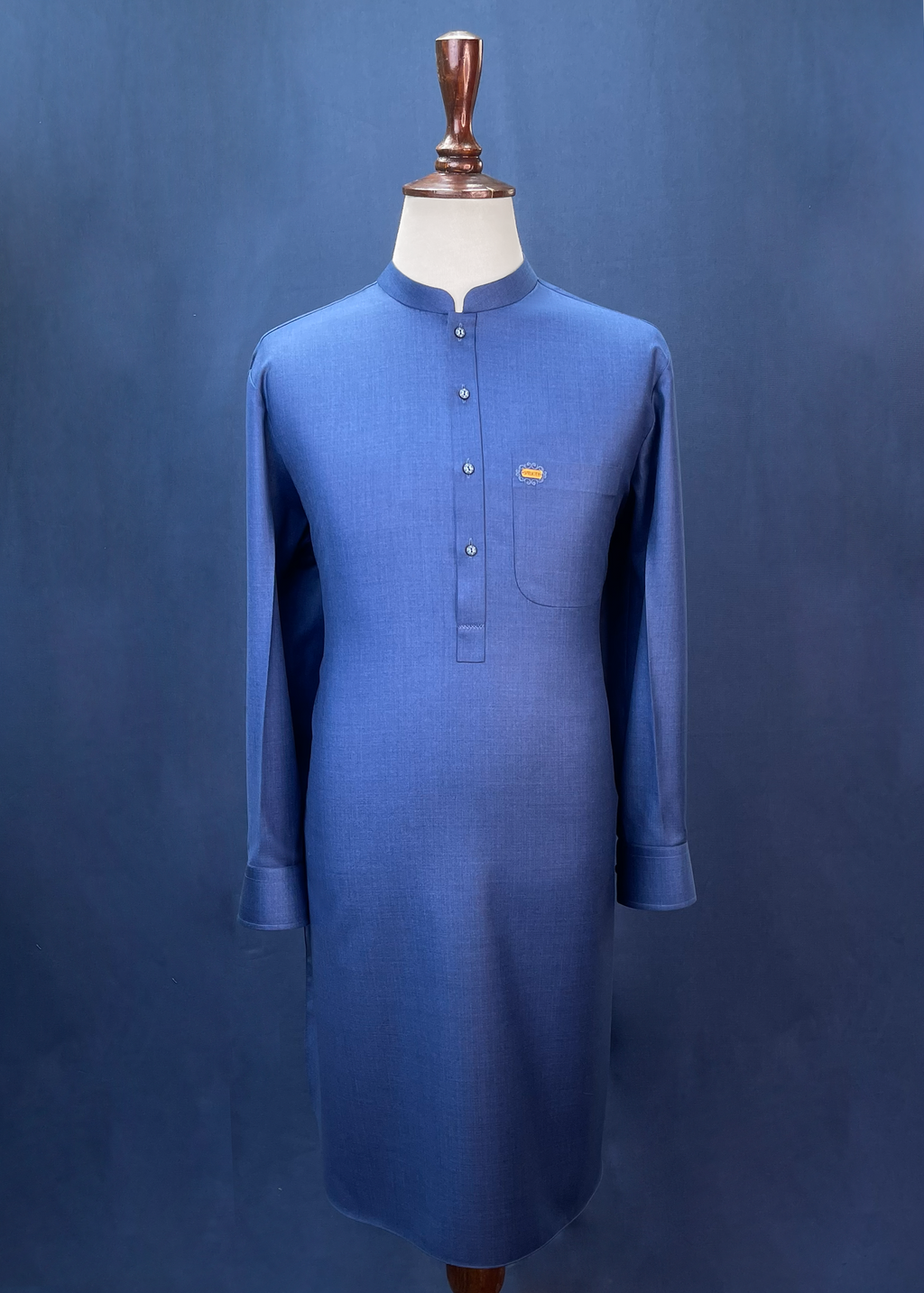 Royal Blue Three-Piece Shalwar Kameez Suit In Imported Suiting Fabric (Winter Collection)