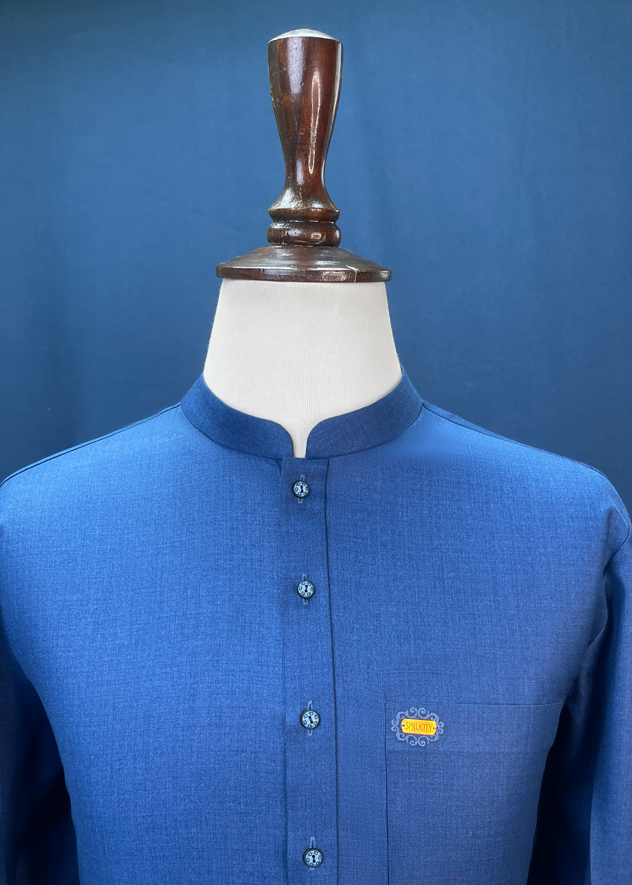Royal Blue Three-Piece Shalwar Kameez Suit In Imported Suiting Fabric (Winter Collection)
