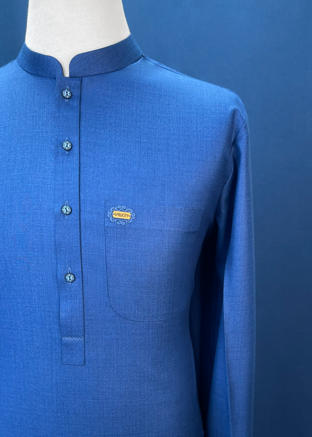 Royal Blue Three-Piece Shalwar Kameez Suit In Imported Suiting Fabric (Winter Collection)